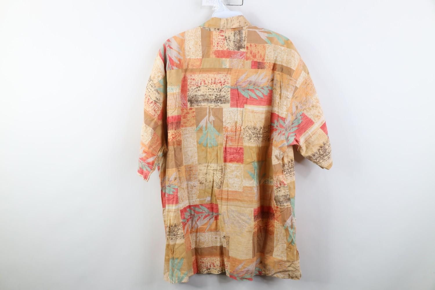 Vintage Vintage 90s Streetwear Block Leaf Luau Hawaiian Button Shirt Size US XL / EU 56 / 4 - 9 Thumbnail