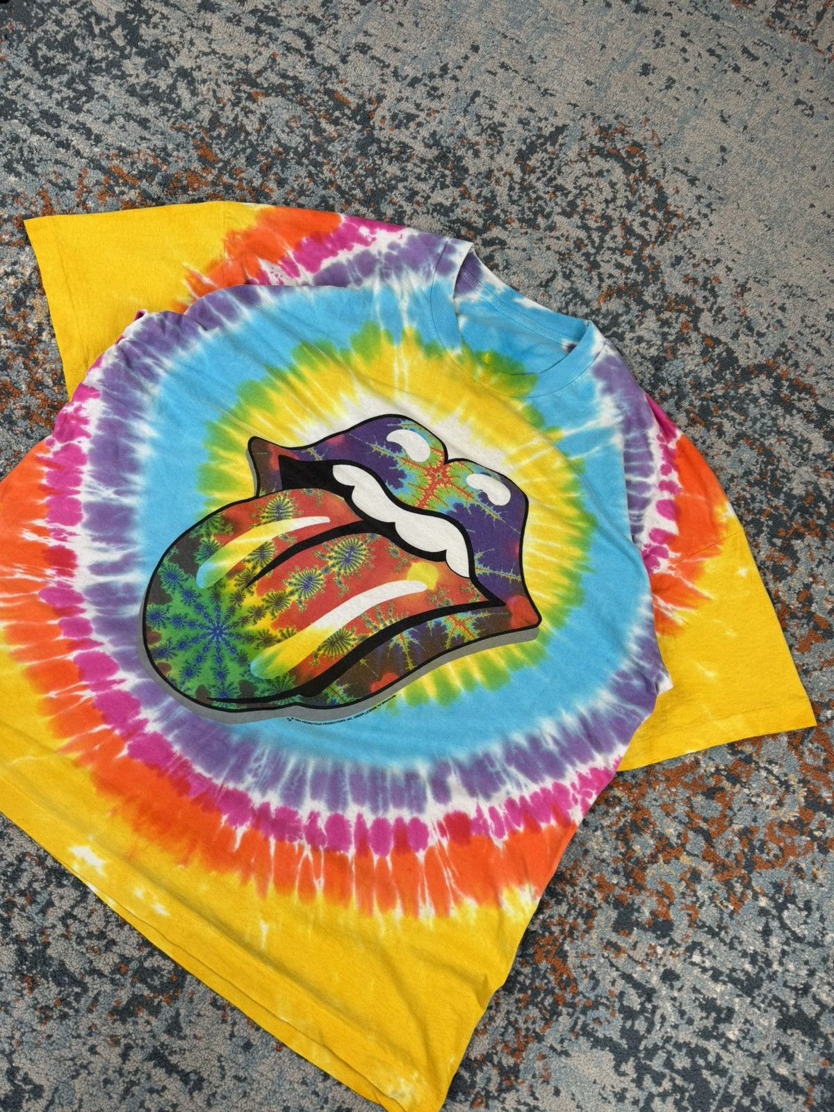 Band Tees × Vintage Vintage 1994 The Rolling Stones tongue rainbow tie dye tee Size US XL / EU 56 / 4 - 5 Thumbnail