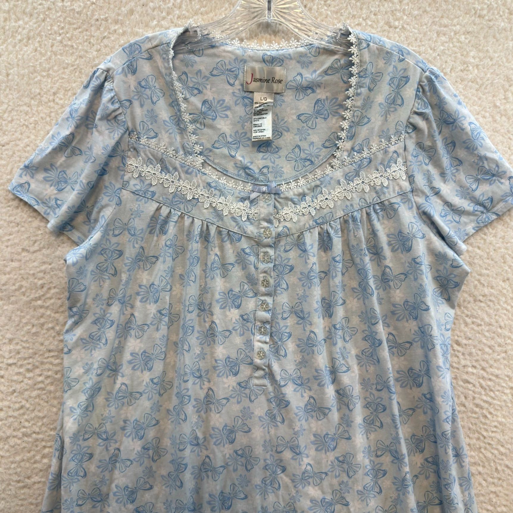 Vintage Y2K Vintage Nightgown Sleep Dress Large Blue Grandma Cottagecore Prairie Nightie Ladies Womens Nightgown Nightdress Jasmine Rose L Blue Size L / US 10 / IT 46 - 3 Thumbnail