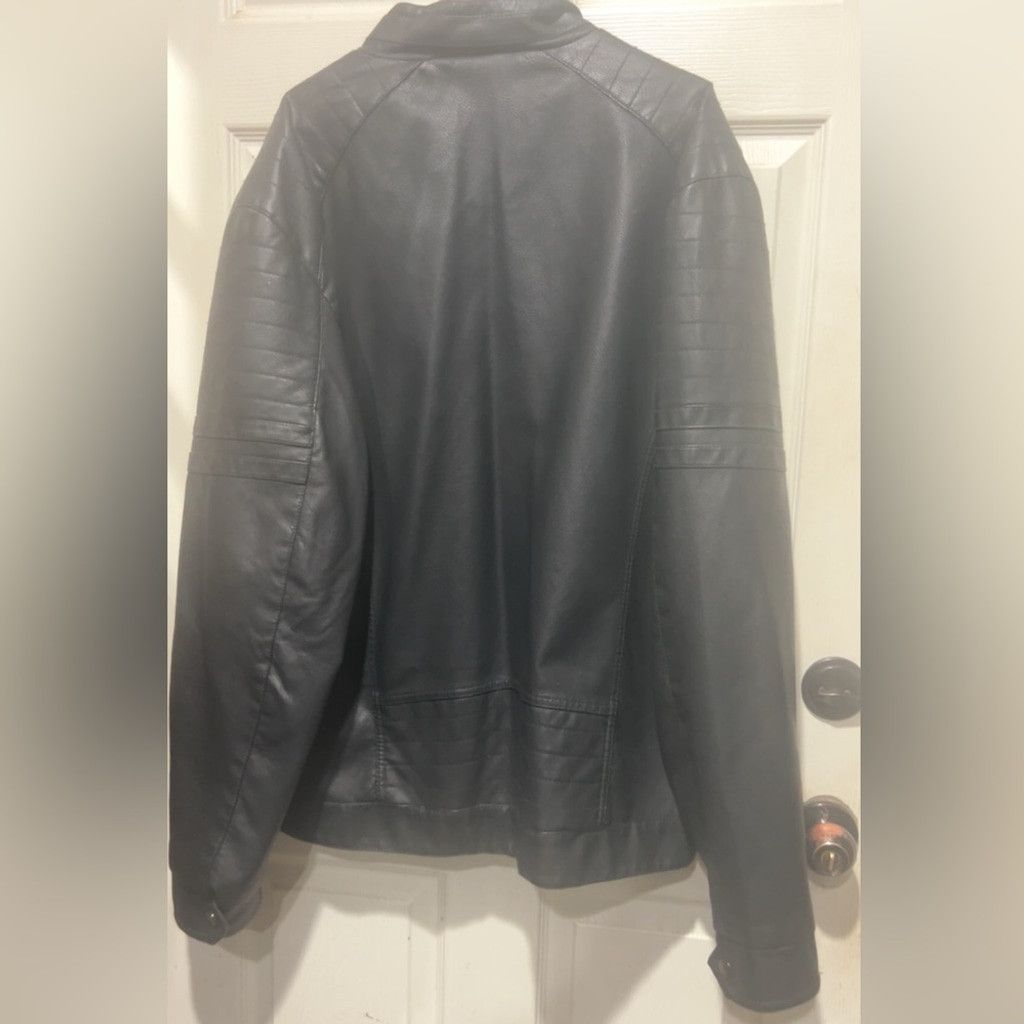 Other Fried Denim NYC men's faux Black leather jacket w pockets Size US XXL / EU 58 / 5 - 7 Thumbnail