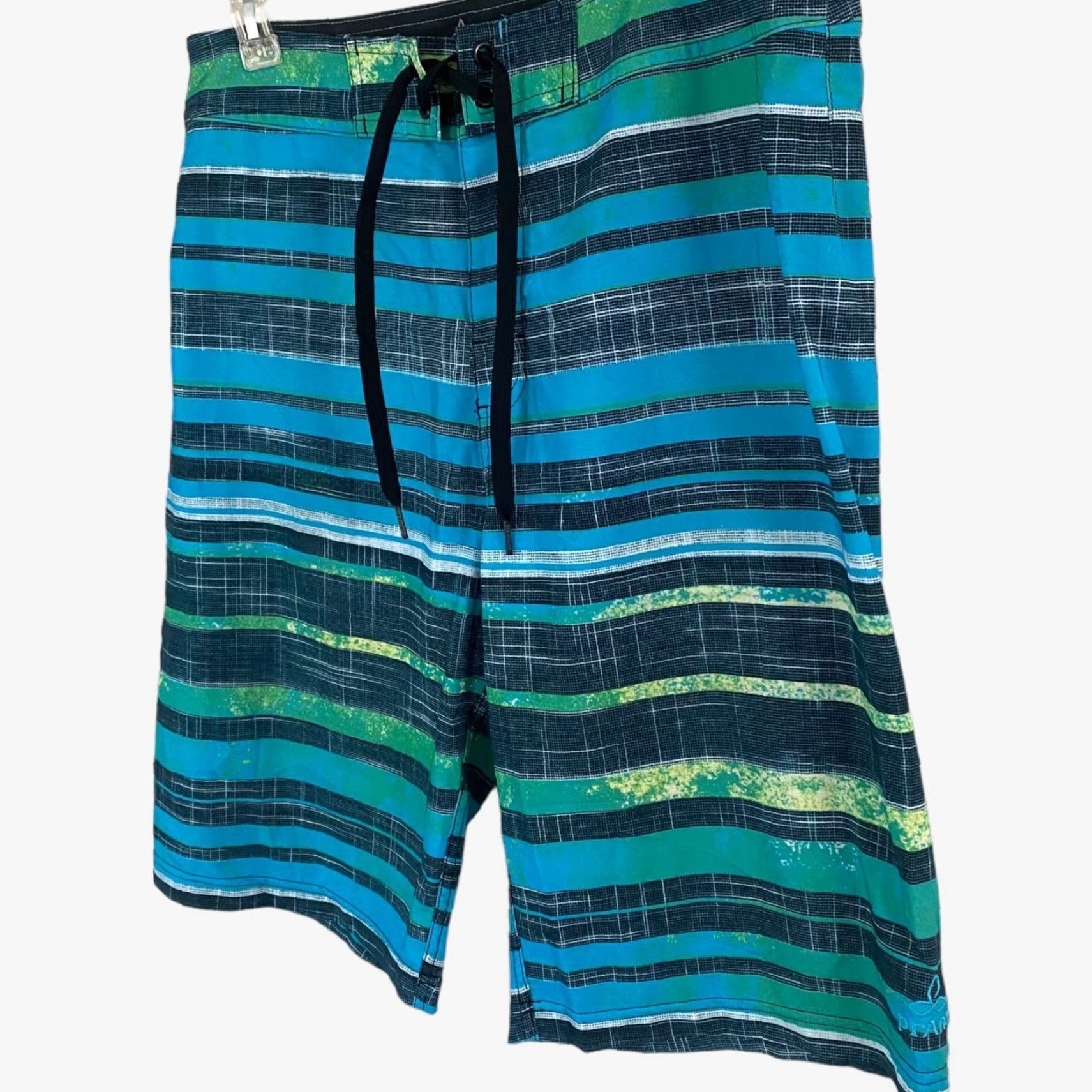 Prana Prana Sediment Board Short Mens 33 Blue Stripe Stretch Surf Beach Swim Trunks Size US 33 - 2 Thumbnail