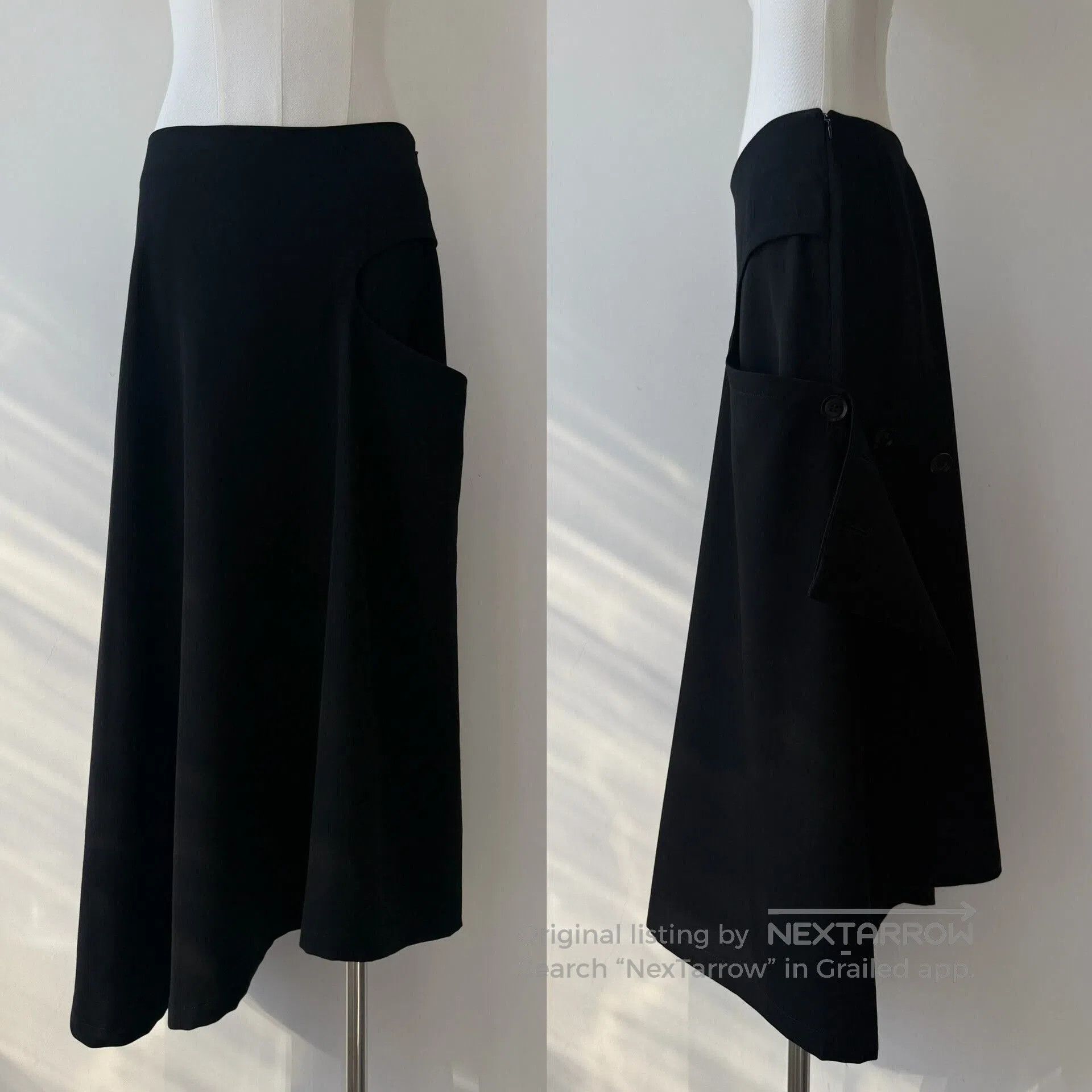 Y's Yohji Yamamoto Y's Black Asymmetrical Long Skirt. Size 22" - 7 Thumbnail
