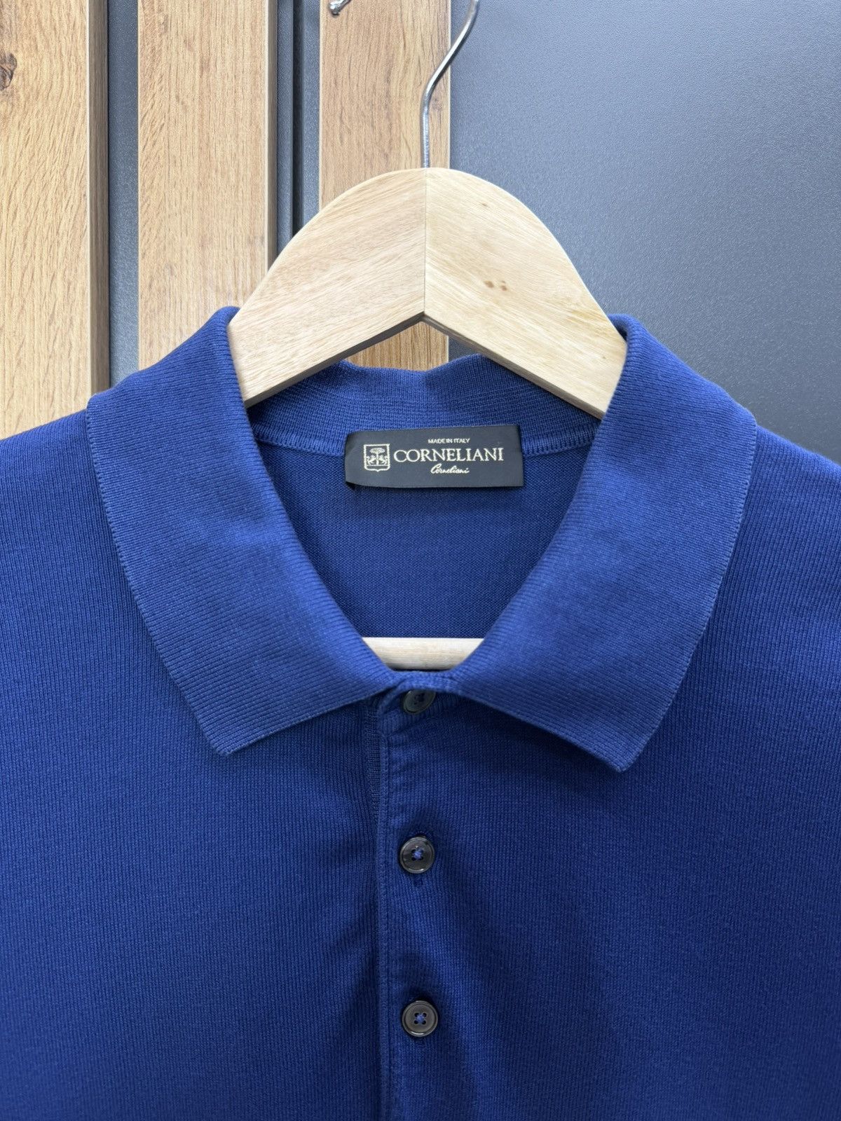 Corneliani Corneliani Knit Polo Shirt Blue Size 50 Size US M / EU 48-50 / 2 - 2 Thumbnail