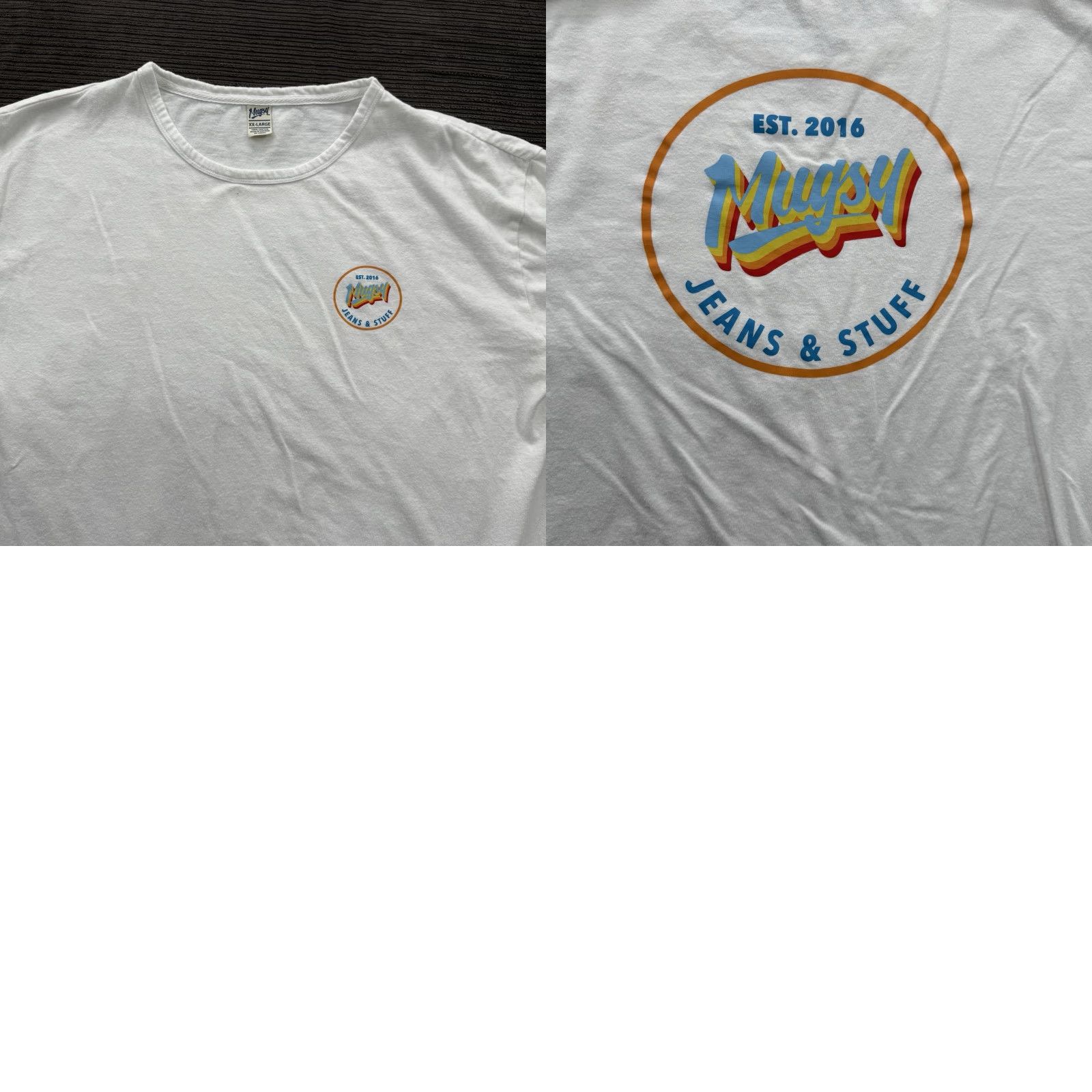 Vintage Mugsy T-Shirt Men 2XL White Cotton Short Sleeve Crew Neck Logo Casual Size US XXL / EU 58 / 5 - 8 Thumbnail