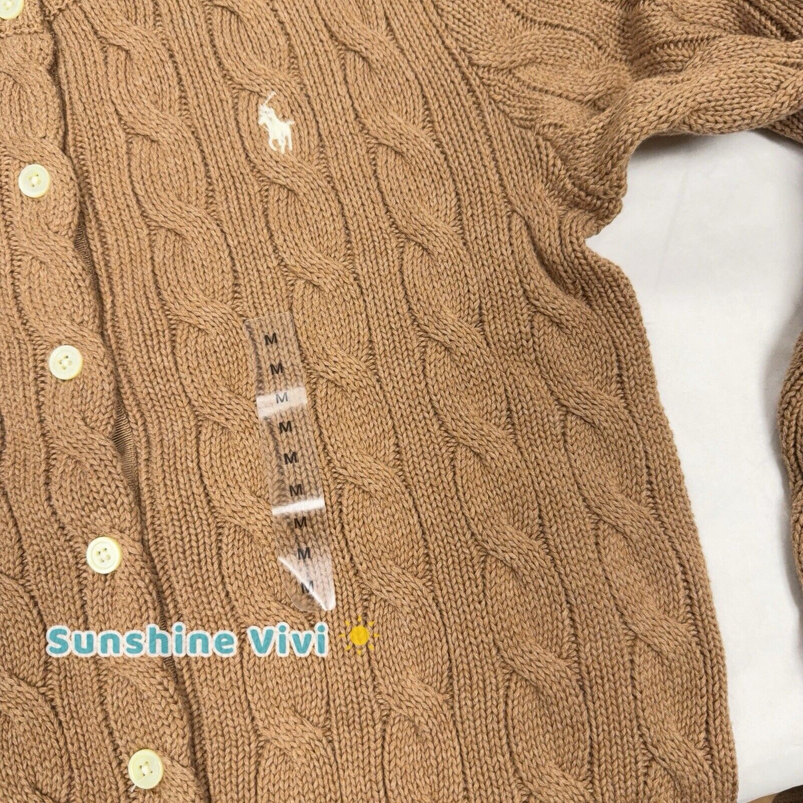 Polo Ralph Lauren NWT Polo Ralph Lauren Cable-Knit Crewneck Cardigan Camel M Size M / US 6-8 / IT 42-44 - 4 Thumbnail