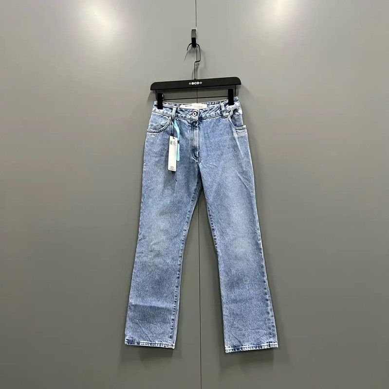 Off-White Off-White Summer Blue Cotton Women's Casual Pants 0089 Size 28" / US 6 / IT 42 - 1 Thumbnail