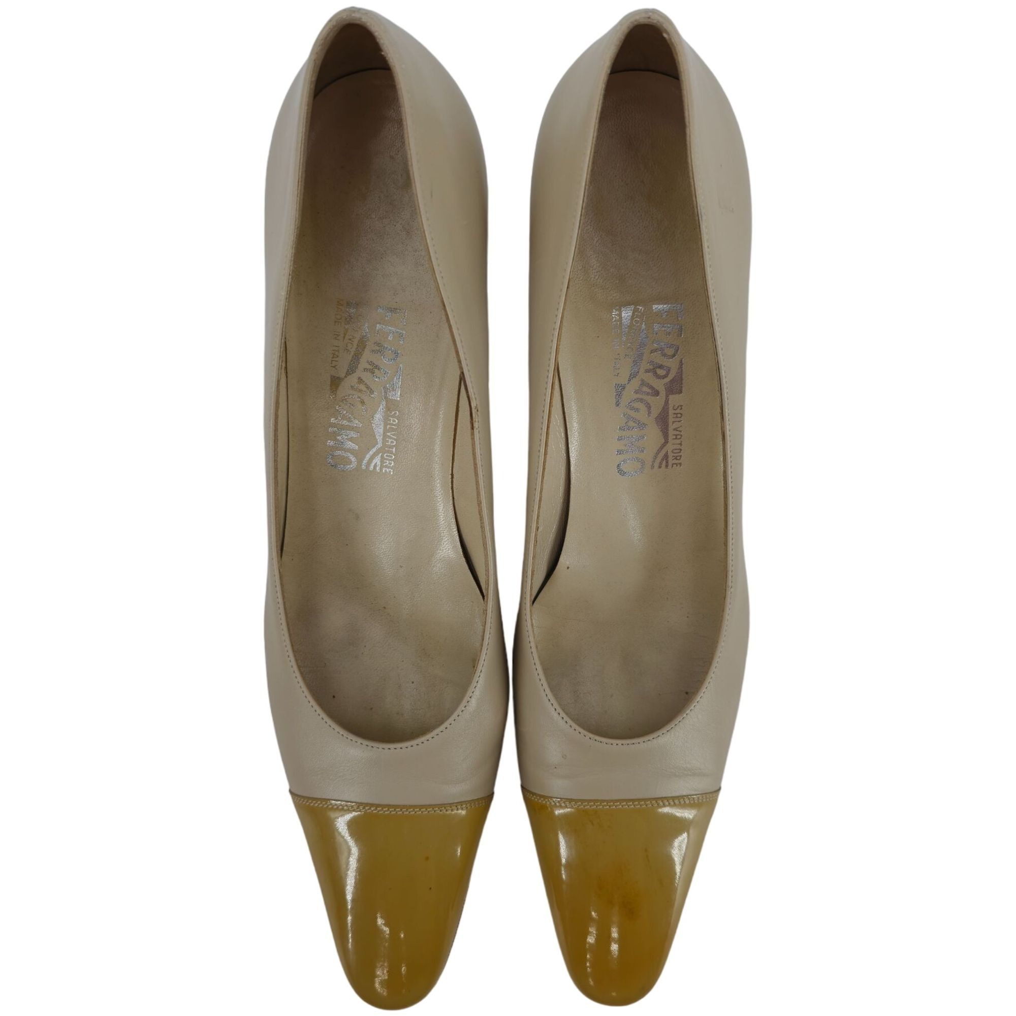 Salvatore Ferragamo Salvatore Ferragamo Italy Beige Yellow Leather Dress Shoes Size US 8.5 / IT 38.5 - 10 Thumbnail