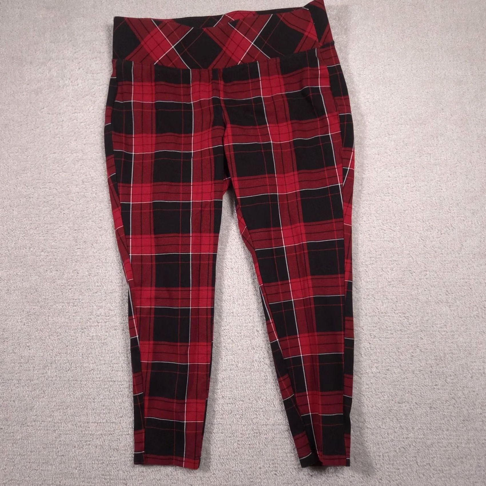 Torrid Torrid Leggings Women's 1R Red Plaid High Rise Ankle Knit Pants Stretch Casual Size 25" / US 0 / IT 36 - 2 Thumbnail