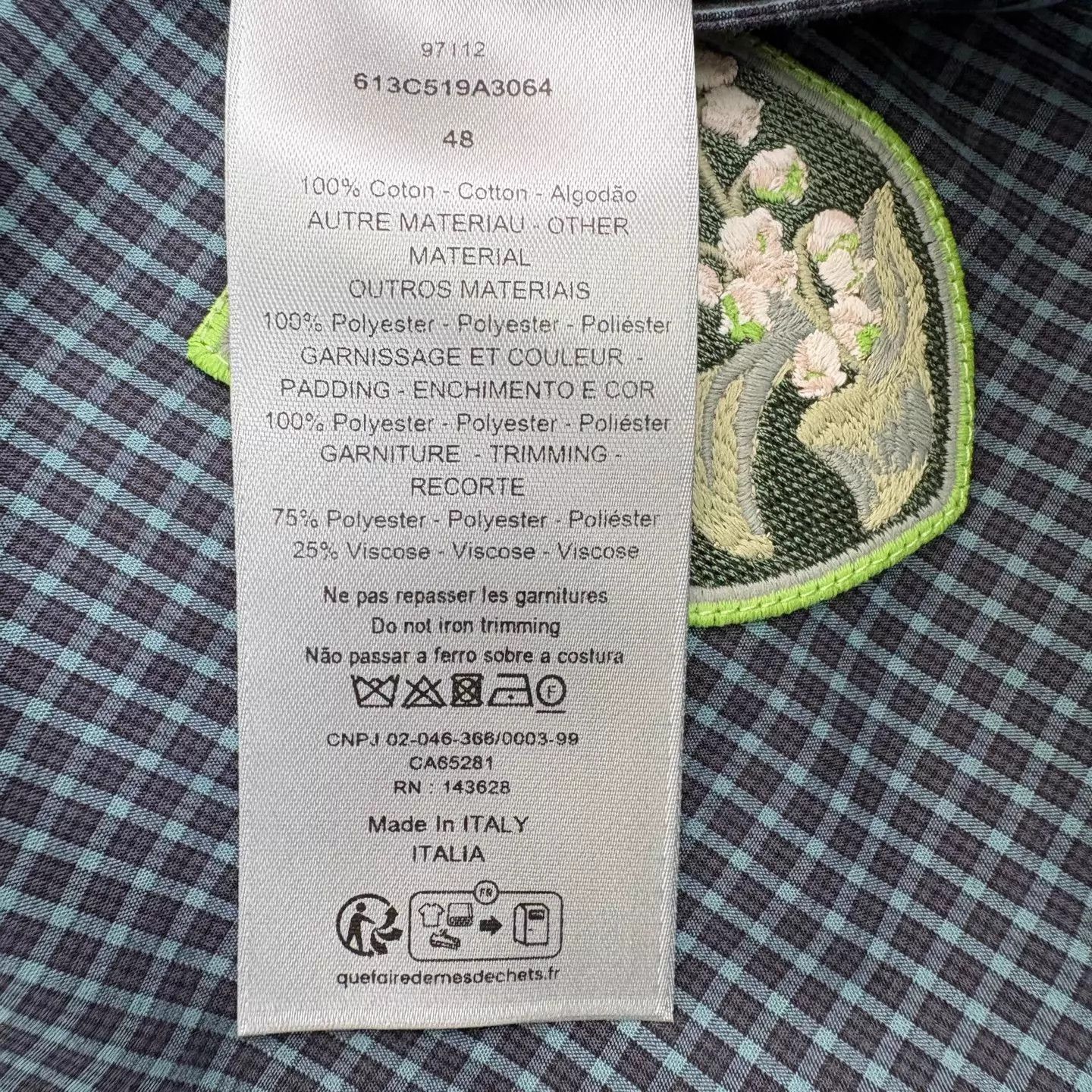 Dior Dior Men's Check Shirt 48 Unworn 100% Cotton Dior Embroidered Size US M / EU 48-50 / 2 - 7 Thumbnail