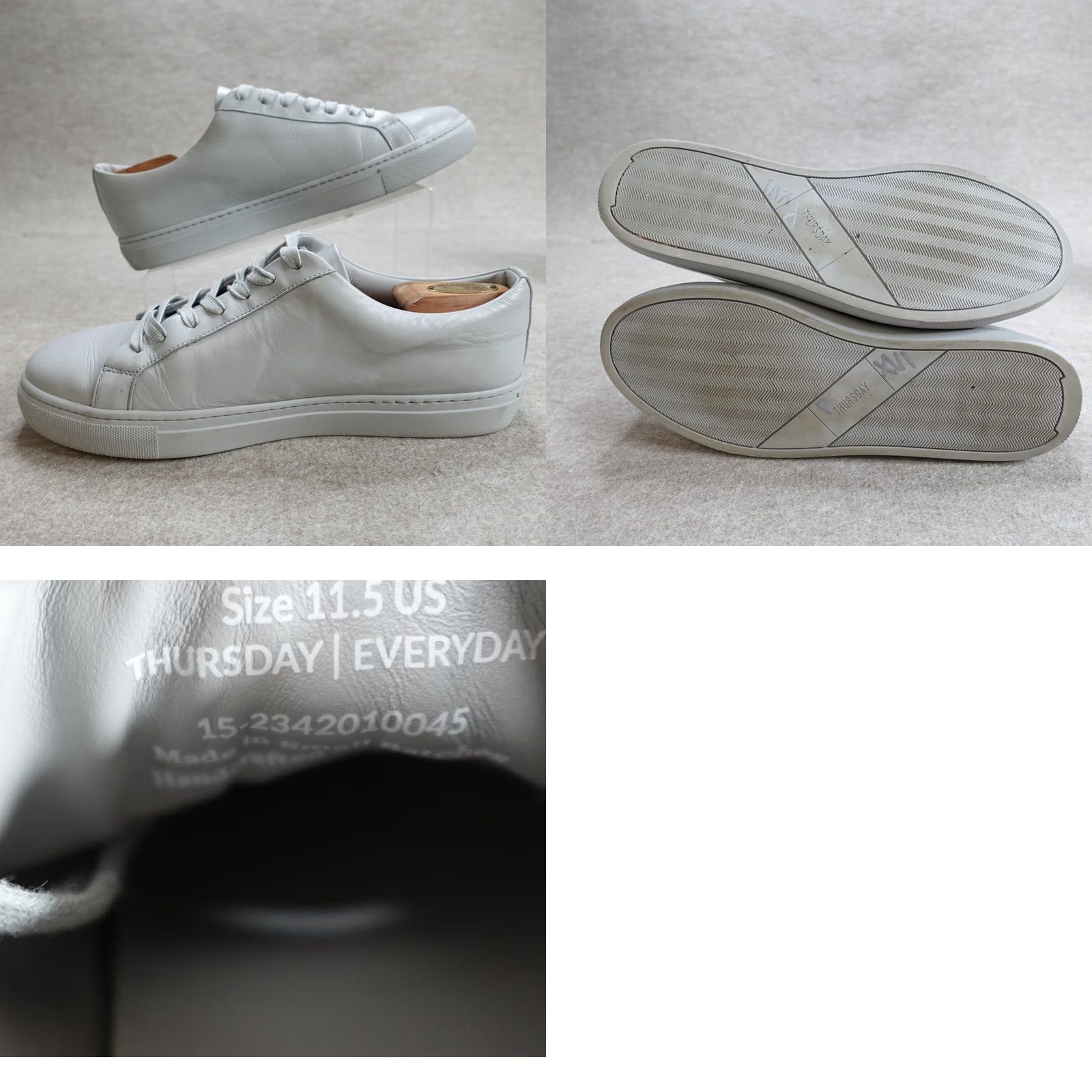 Vintage Thursday Everyday Sneaker Mens 11.5 Gray Solid Leather Size US 12 / EU 45 - 8 Thumbnail