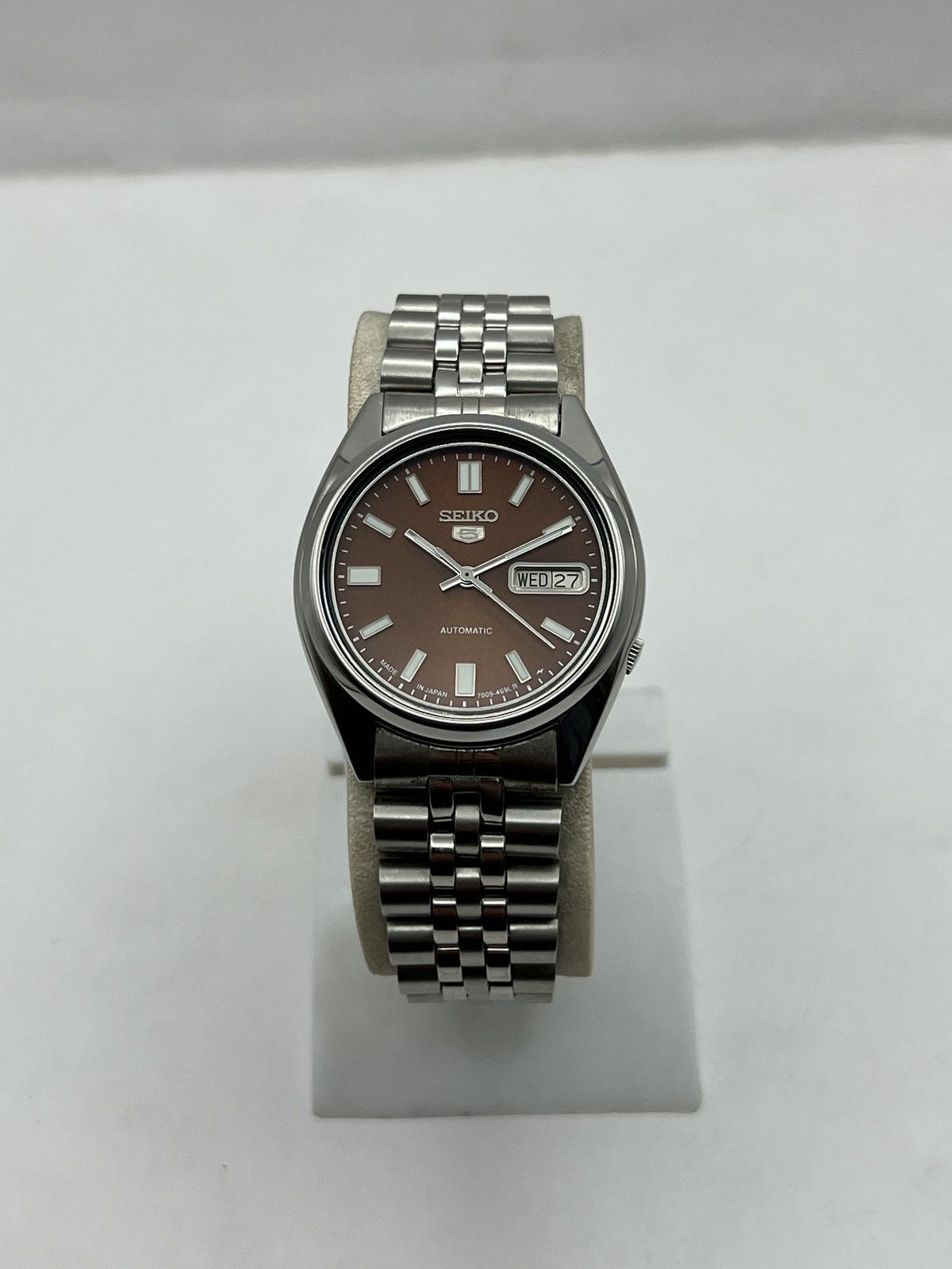 SEIKO5 SNX447 BROWN Sunburst Dial Automatic 17 Jewels Japan.