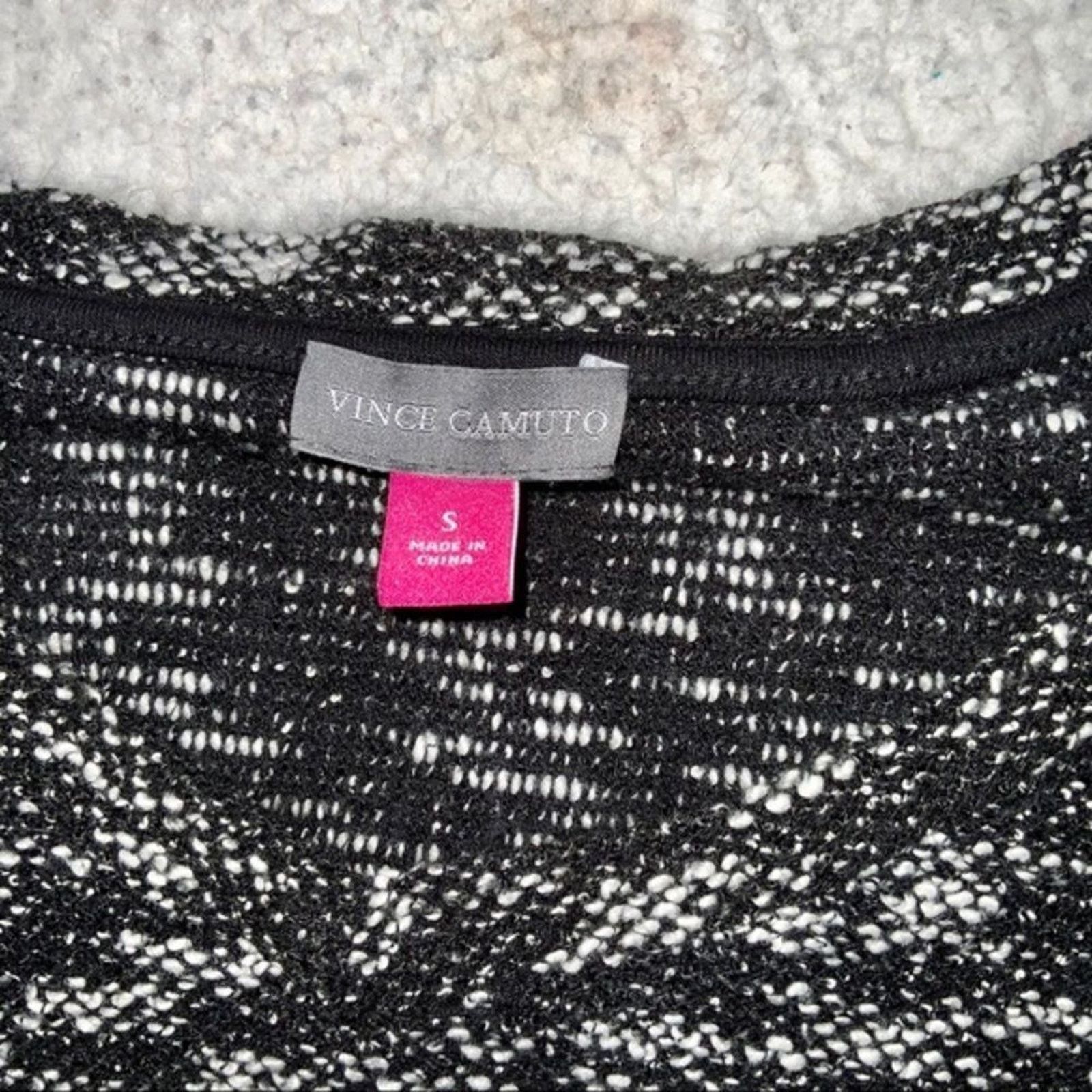 Vince Camuto Vince Camuto Black and White Knit Tie-Sleeve Blouse | Sz S Size S / US 4 / IT 40 - 4 Thumbnail