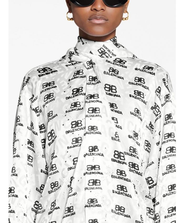 Balenciaga o1bcso1str0125 Swing Blouse in Black/White Size XL / US 12-14 / IT 48-50 - 3 Thumbnail