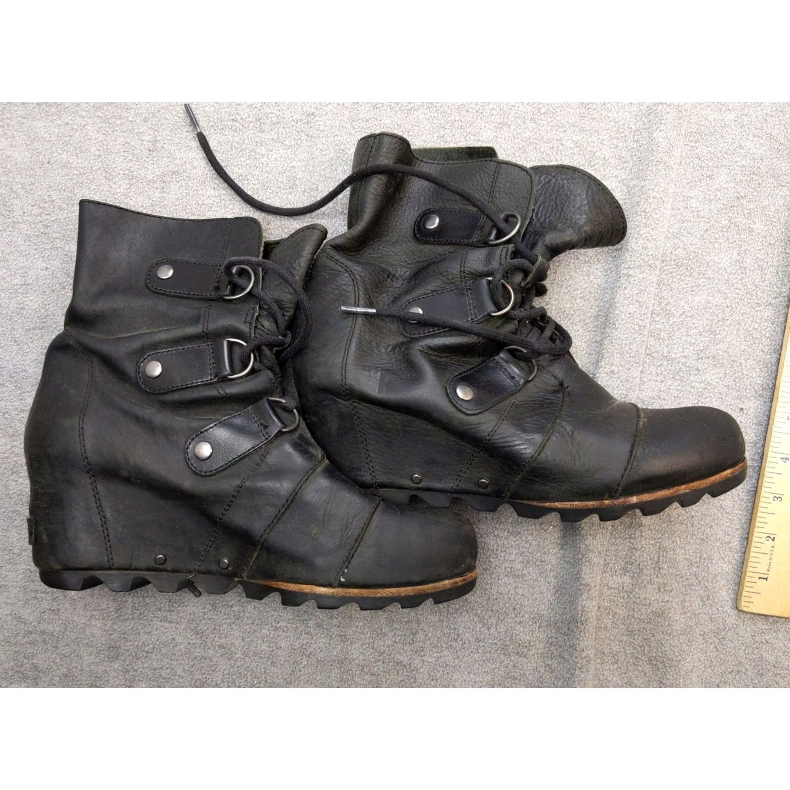 SOREL Sorel Womens Boots 8.5 Black Leather Ankle Lace Up Wedge Combat NL1987-010 Size US 9 / IT 39 - 3 Thumbnail