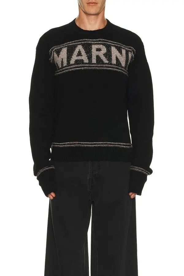 Marni o1w1db11125 Roundneck Sweater in Black Size US L / EU 52-54 / 3 - 3 Thumbnail