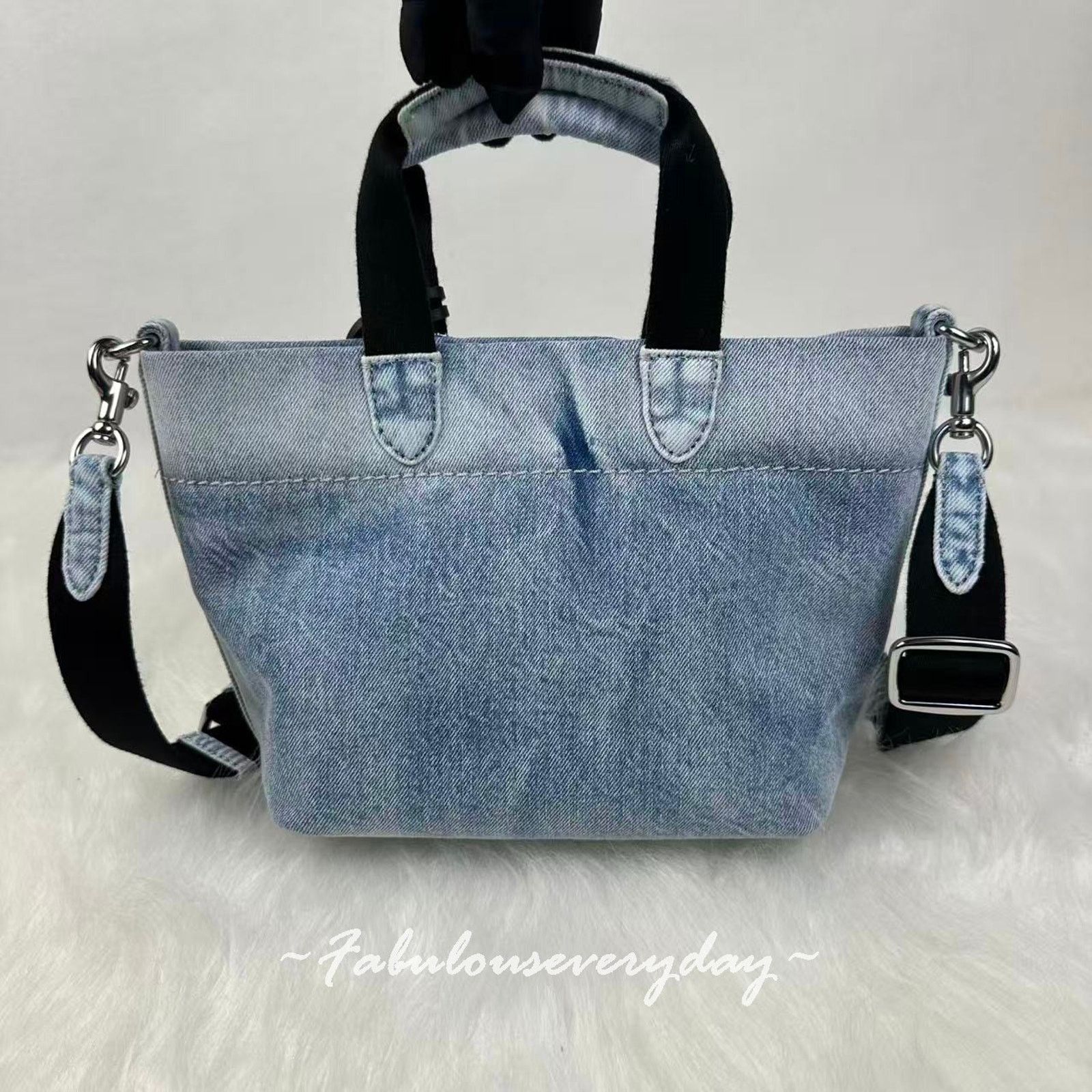 Coach COACH Mini Tour Tote xbody Loved Denim Silver/Light Indigo Size ONE SIZE - 4 Thumbnail