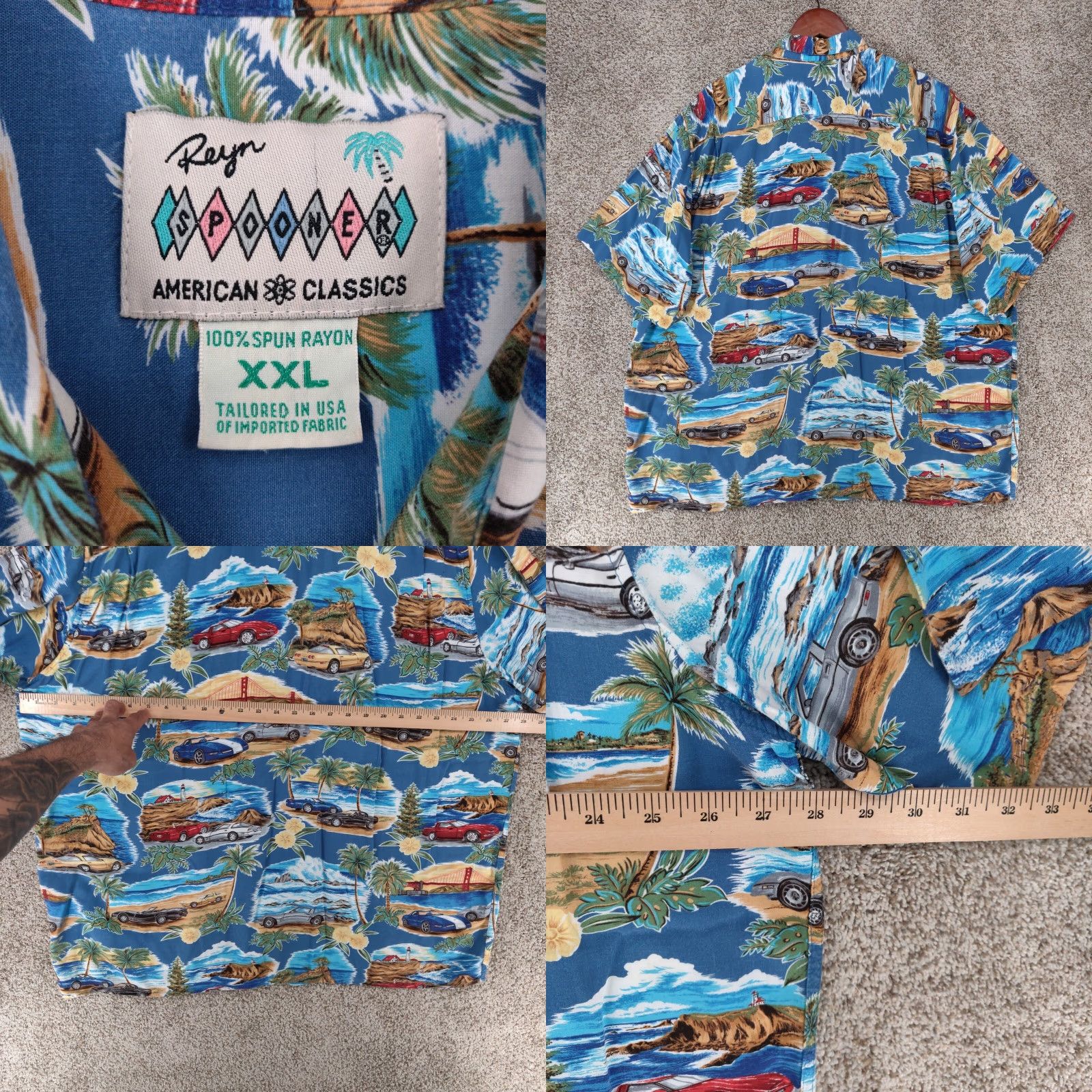 Reyn Spooner VINTAGE Reyn Spooner Hawaiian Shirt Mens 2XL 2XL Floral Cars Palm Trees Button-Up Shirt Size US XXL / EU 58 / 5 - 8 Thumbnail