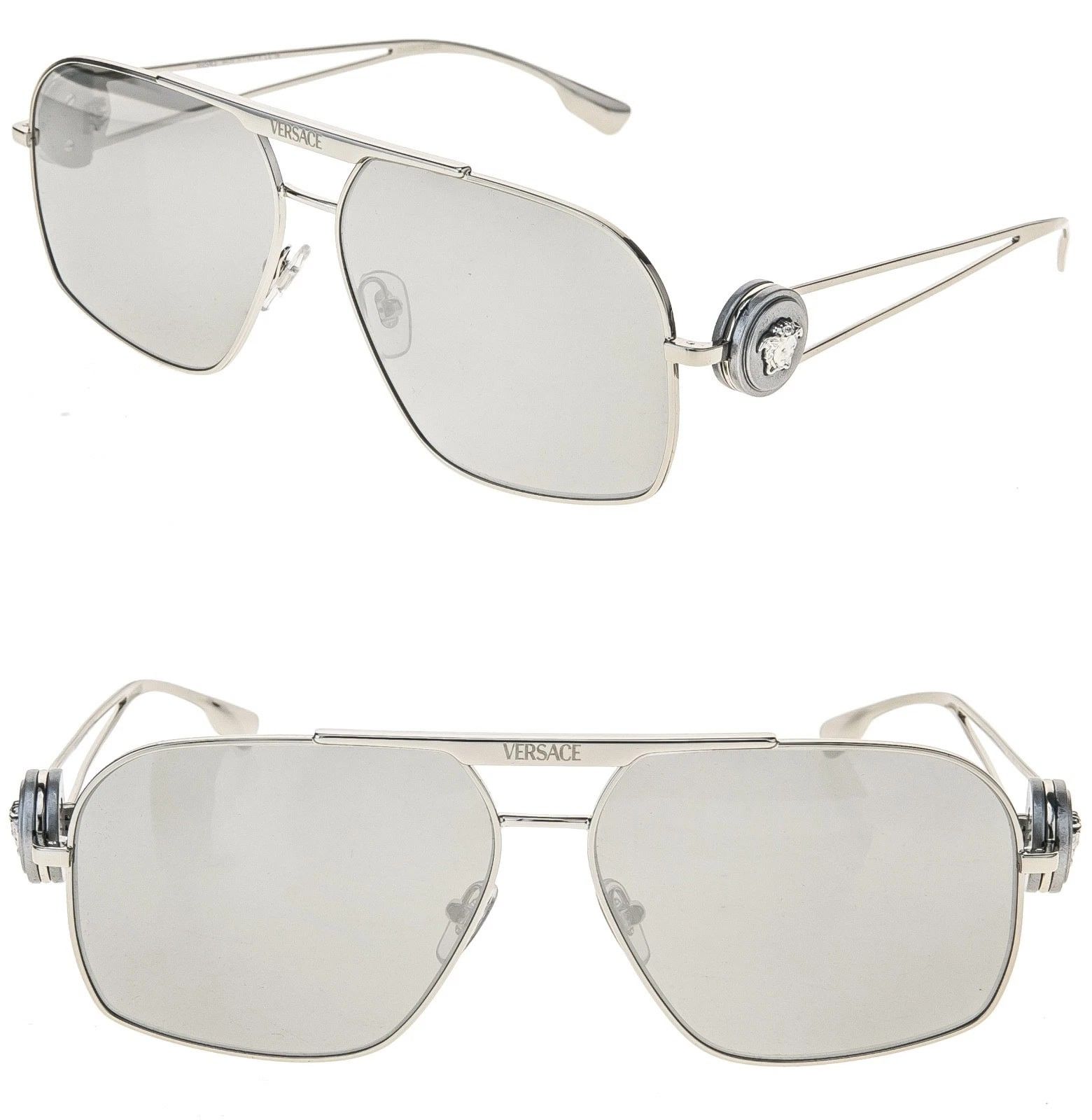 Versace VERSACE VE2269 2269 Medusa NAVIGATOR Silver Aviator Sunglass Size ONE SIZE - 1 Thumbnail