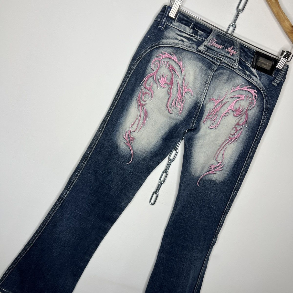 Japanese Brand Vintage Crazy Age Low Rise Bootcut Denim Jeans Baggy Tribal Size 26" / US 2 / IT 38 - 3 Thumbnail