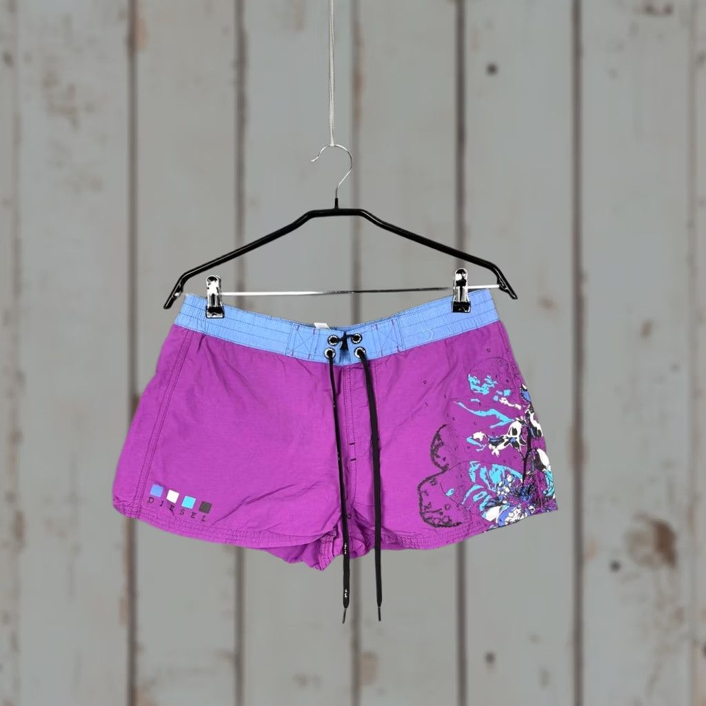 Diesel Diesel Shorts Womens M Purple Cotton Stretch Drawstring Beach Casual Modern Classic Womens Size 32" / US 10 / IT 46 - 1 Thumbnail