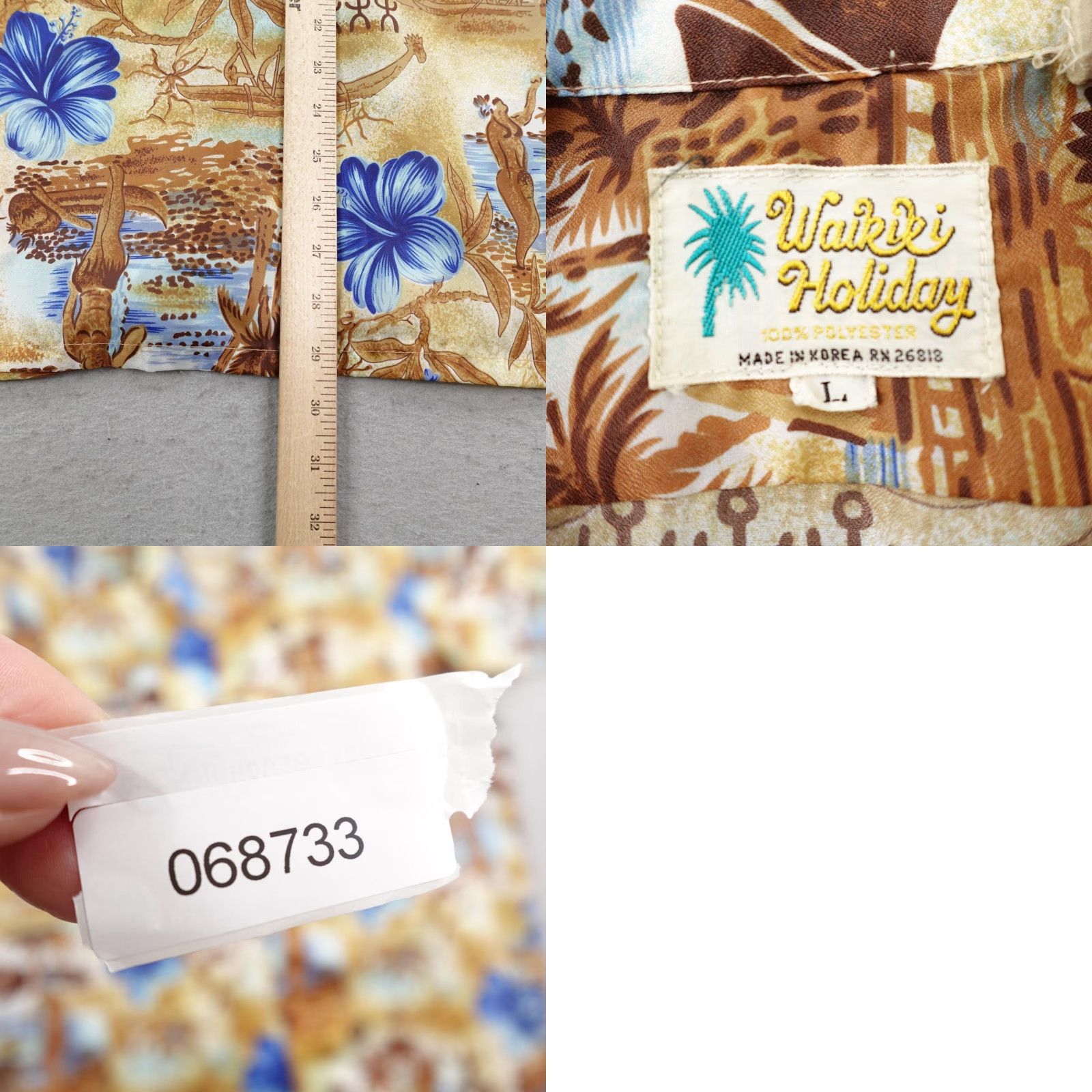 Vintage VINTAGE Waikiki Holiday Shirt Mens Large Brown Tribal Hawaiian Aloha Camp 70s Shirt Size US L / EU 52-54 / 3 - 8 Thumbnail