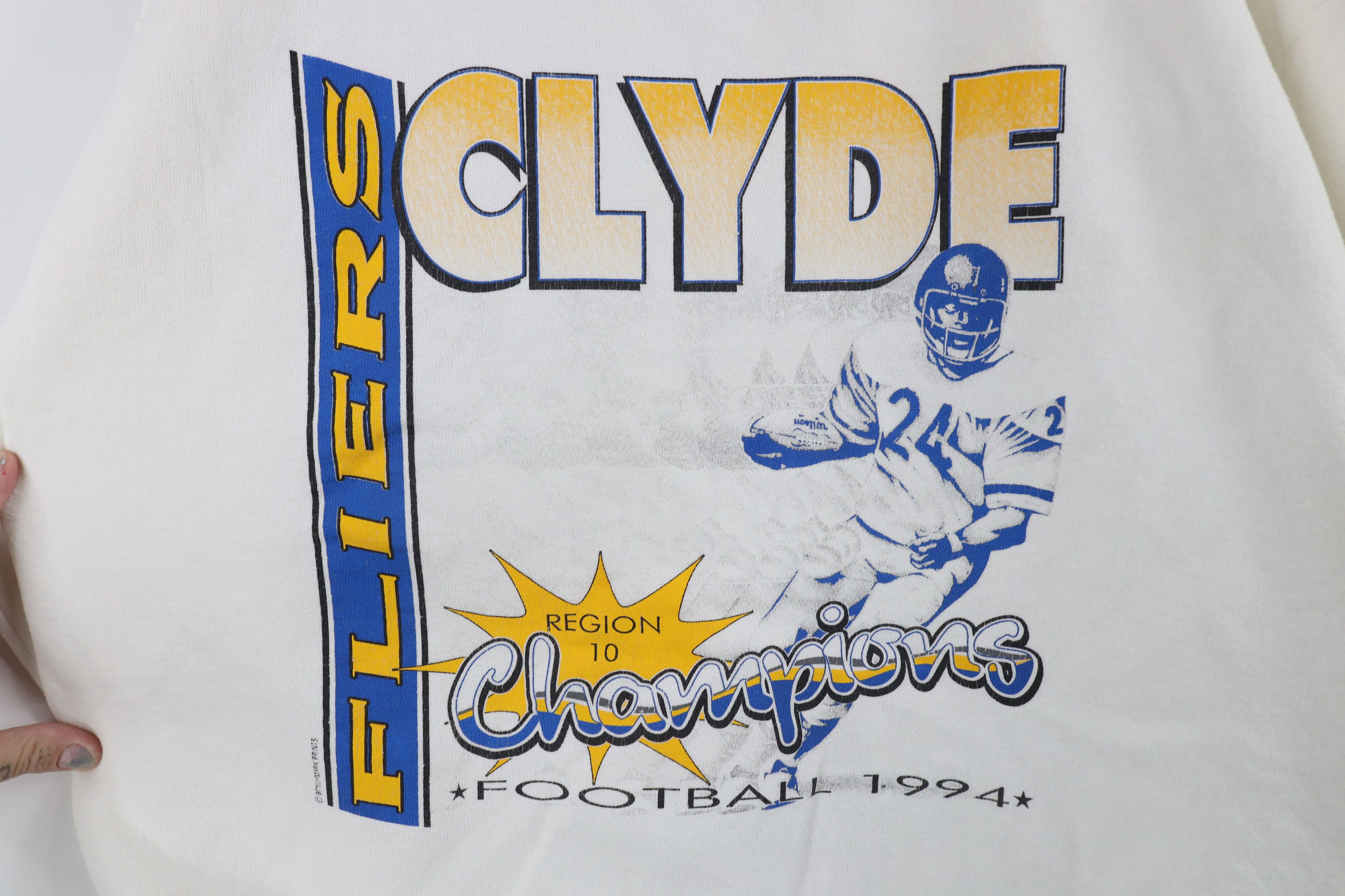Vintage Vintage 90s Clyde Fliers Football Sweatshirt White USA Size US L / EU 52-54 / 3 - 4 Thumbnail