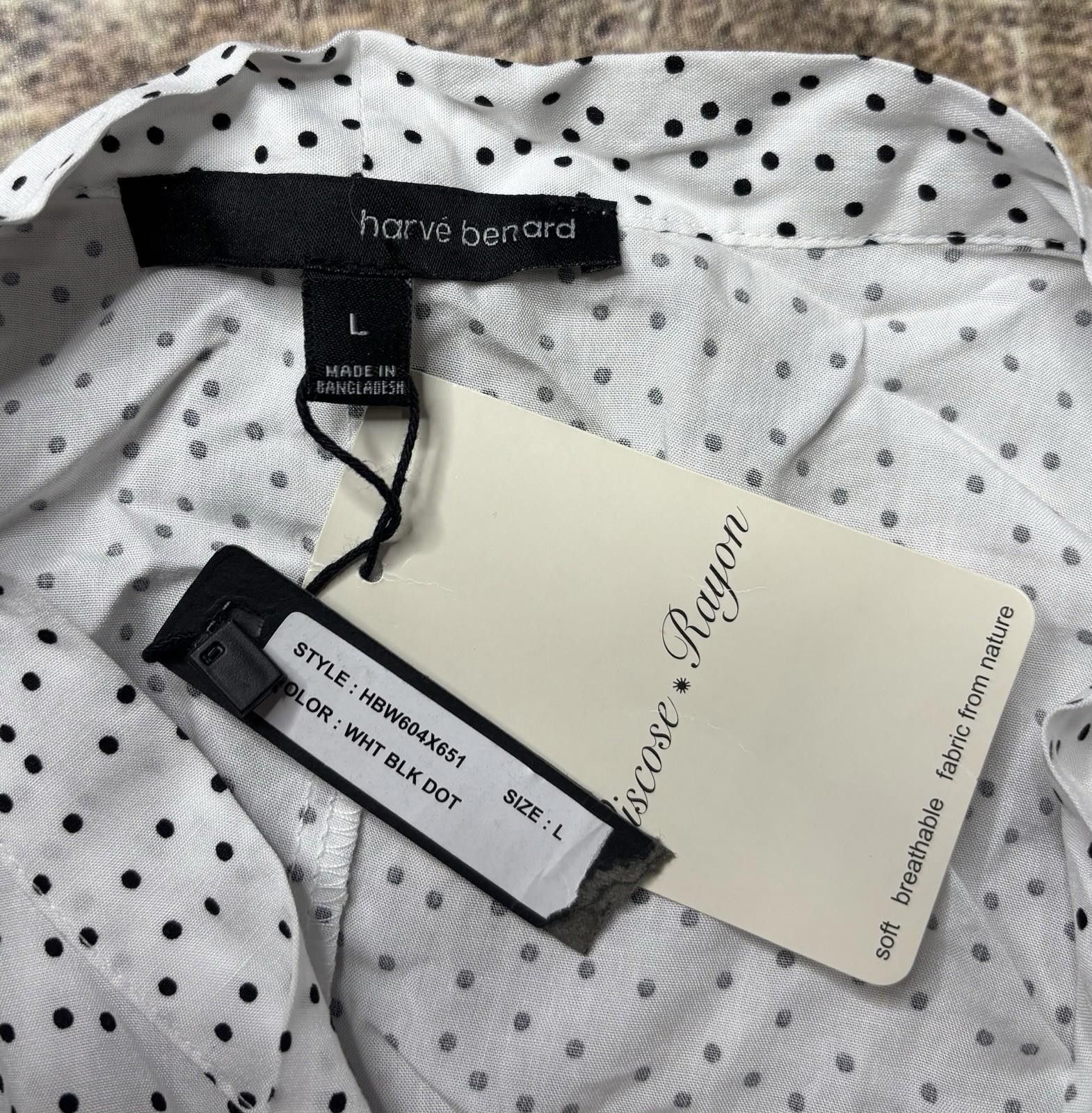 Harve Benard Harve Benard Top Womens Large Rayon White Black Dots Tie Size L / US 10 / IT 46 - 2 Thumbnail
