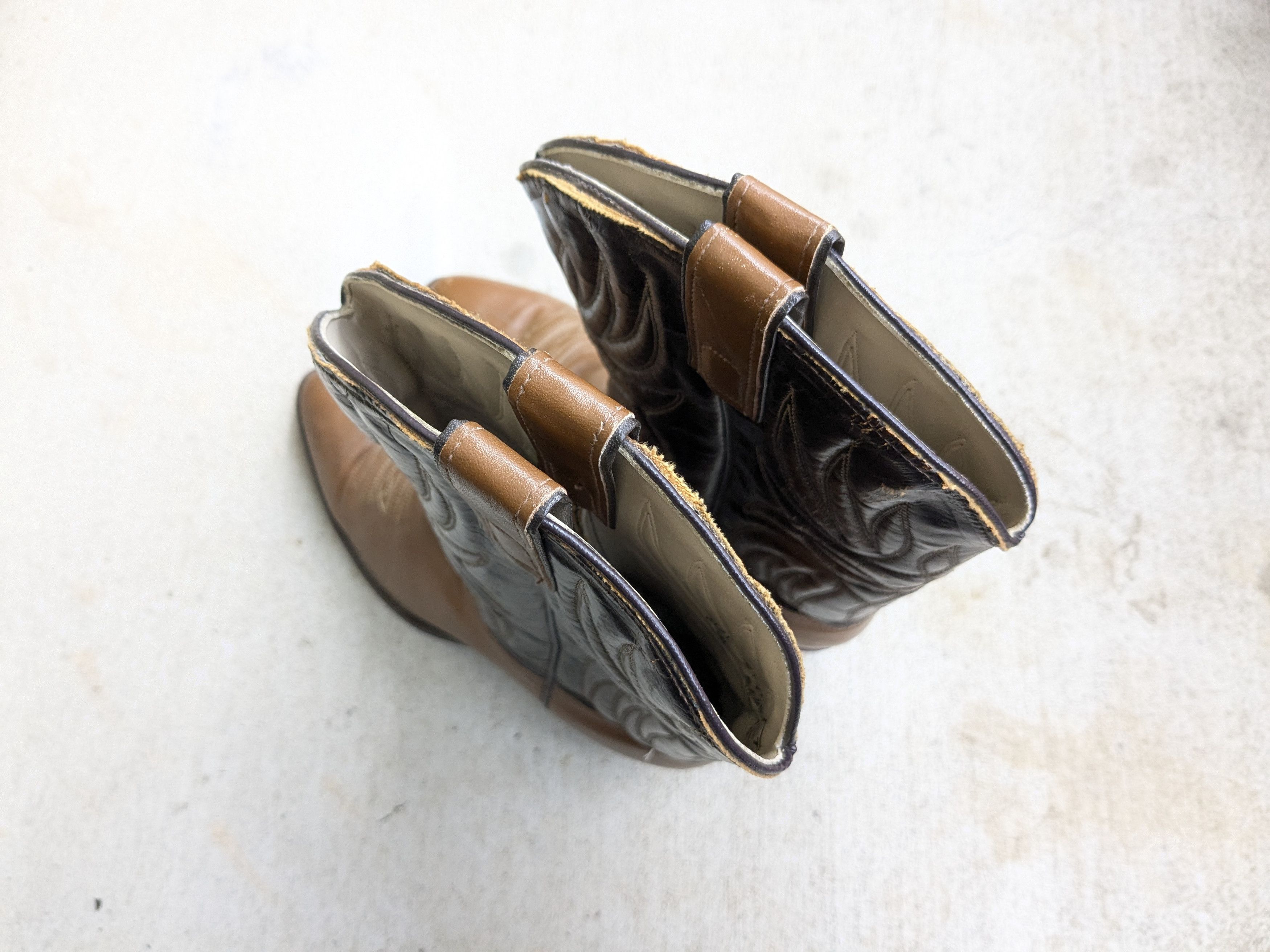 Genuine Leather Texas Cowboy Boots Brown Tan 9.5 D Leather Tan Size US 9.5 / EU 42-43 - 16 Thumbnail