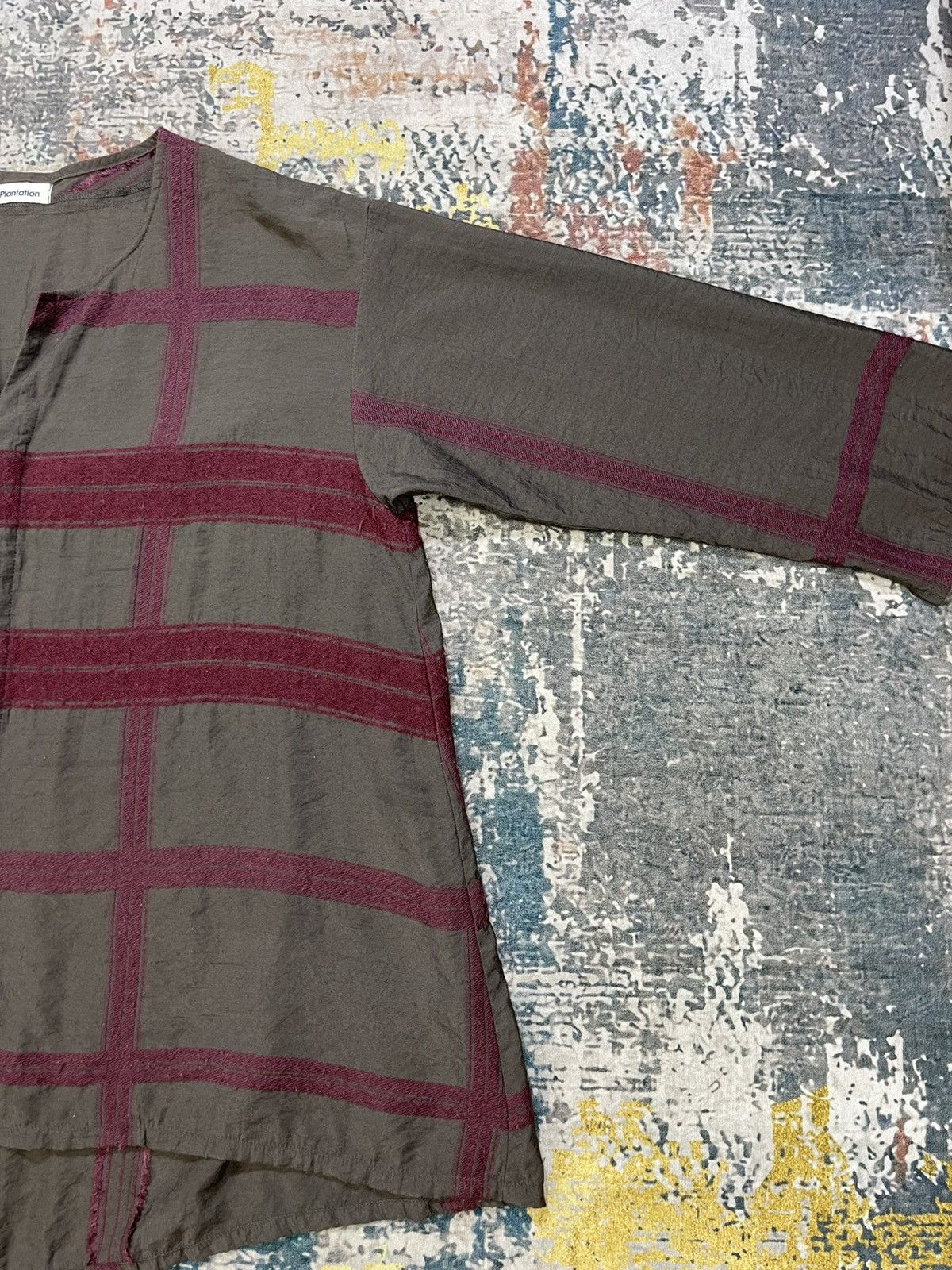 Issey Miyake Issey Miyake Plantation 3 Quarter Sleeve Maroon Check Top Size US M / EU 48-50 / 2 - 4 Thumbnail