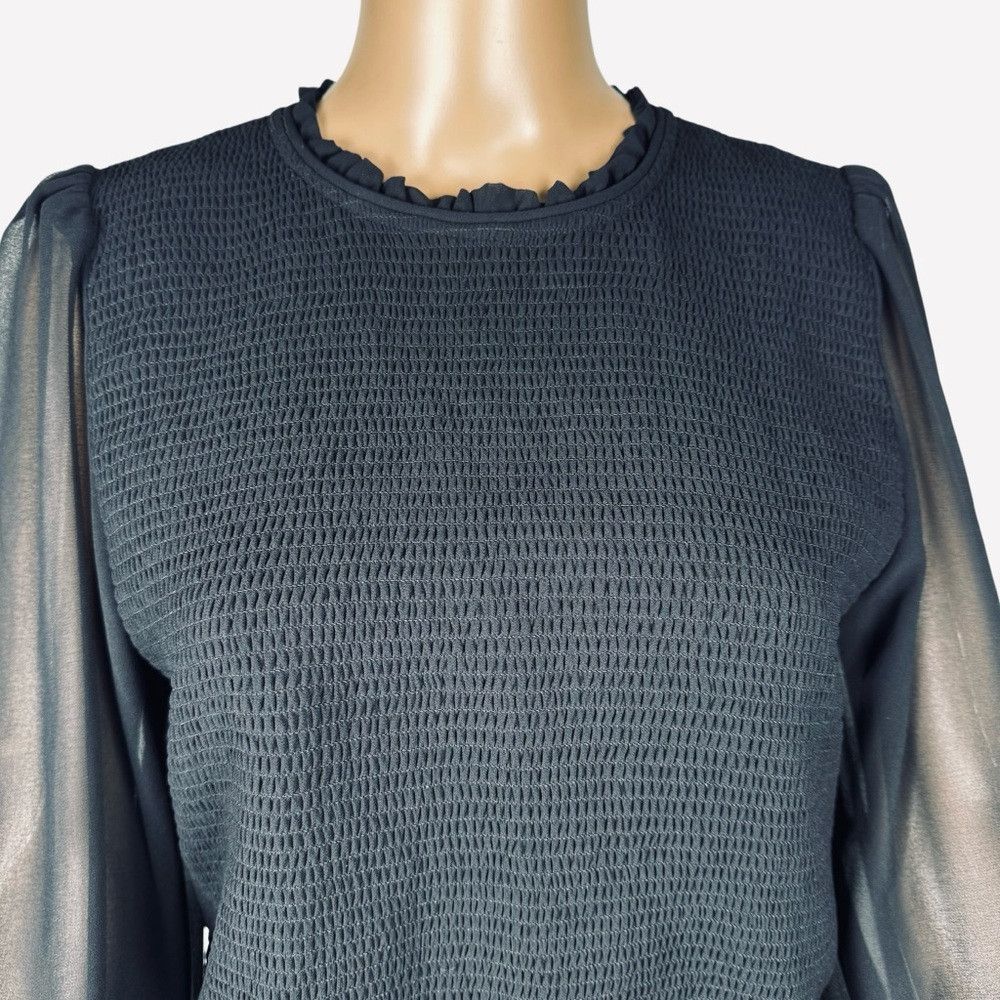 Aritzia New Aritzia Wilfred Tempest Smocked Chiffon Black Blouse Si Size XXL / US 16-18 / IT 52-54 - 9 Thumbnail