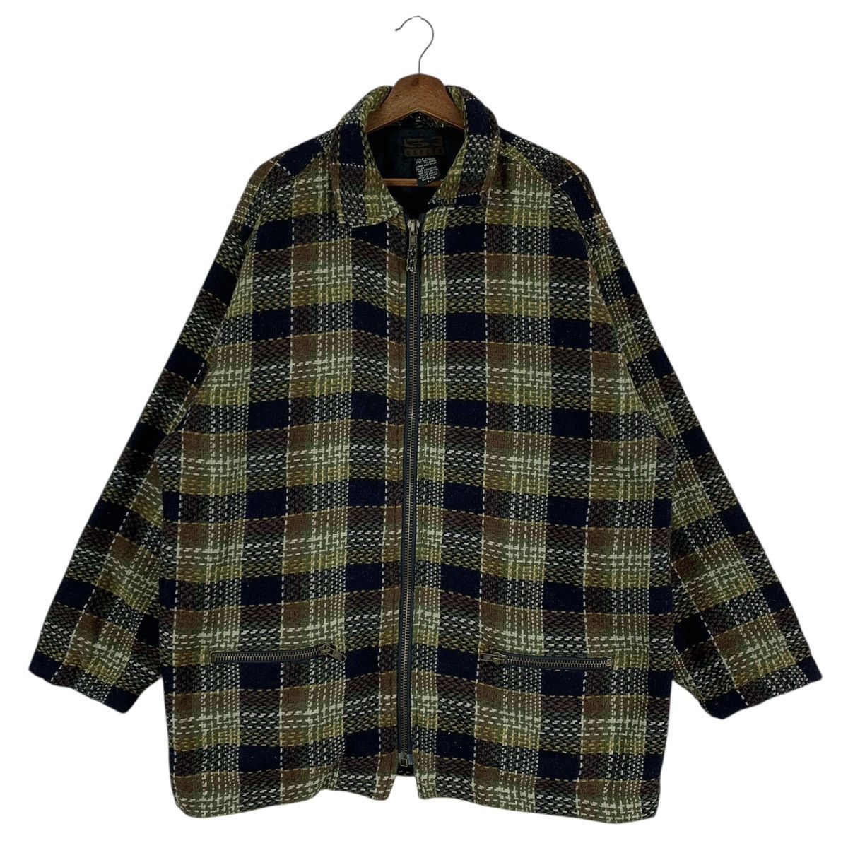 Gotcha Vintage 90s Gotcha plaid full-zip sweater wool jacket Size US L / EU 52-54 / 3 - 1 Thumbnail