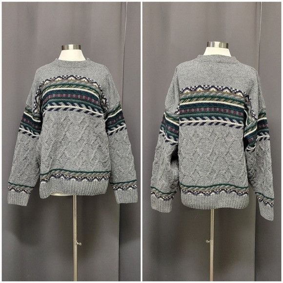 Vintage Vintage 90s y2k Gray Wool Dadcore Fair Isle lcelandic Ski Ap Size US L / EU 52-54 / 3 - 6 Thumbnail