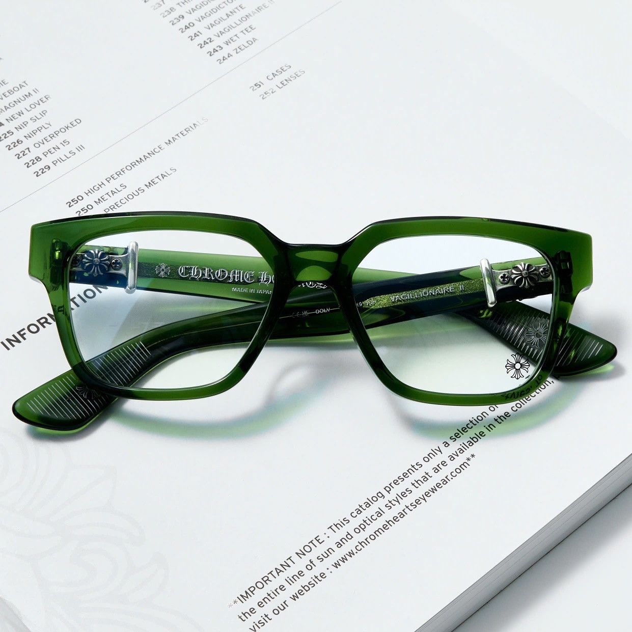 Chrome Hearts CHROME HEARTS VAGILLIONAIRE II DARK OLIVE GLASSES Size ONE SIZE - 6 Thumbnail