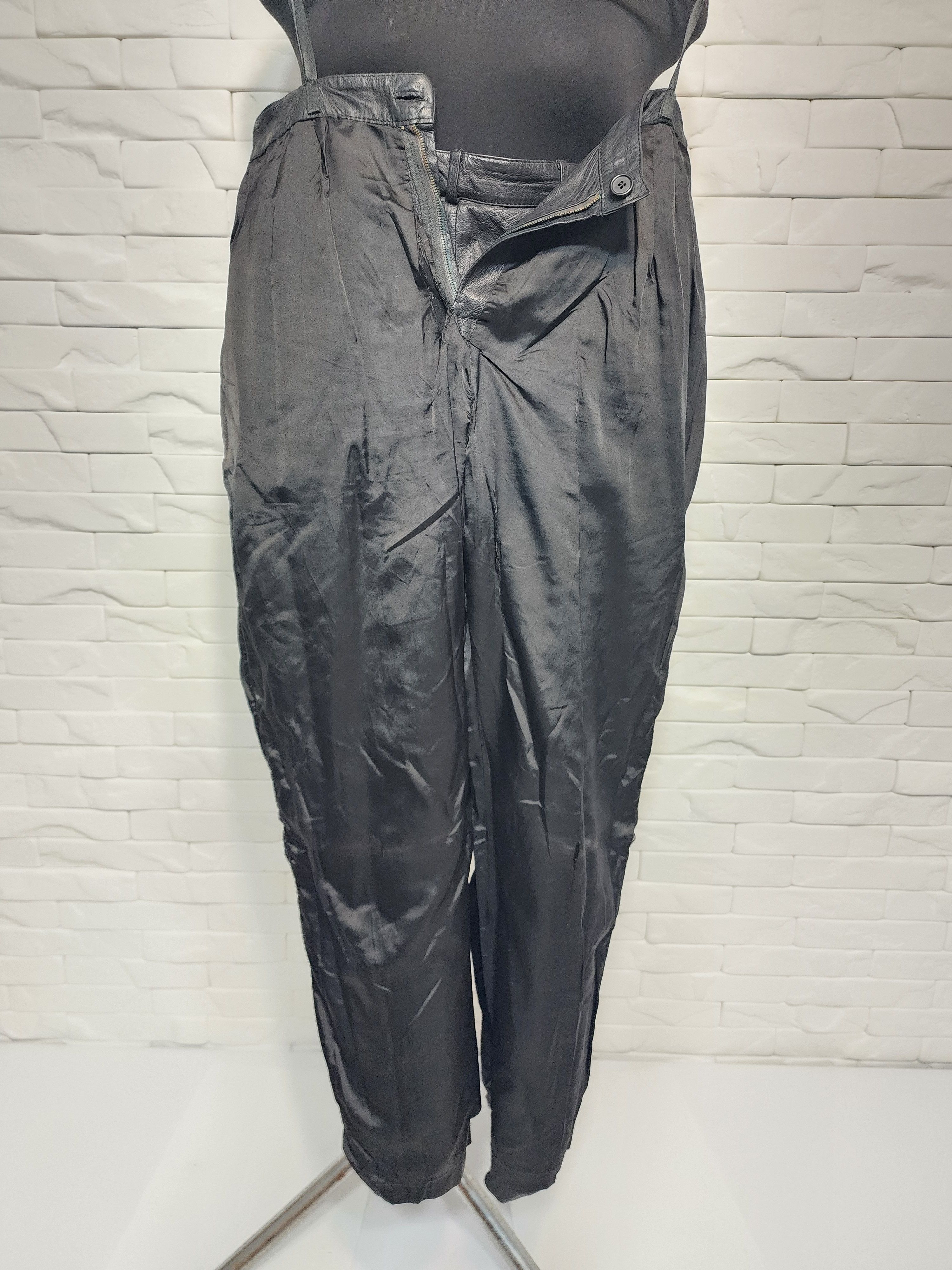 Genuine Leather Vintage Black Leather Pants: Men's Soft Leather Trousers Size US 29 - 8 Thumbnail