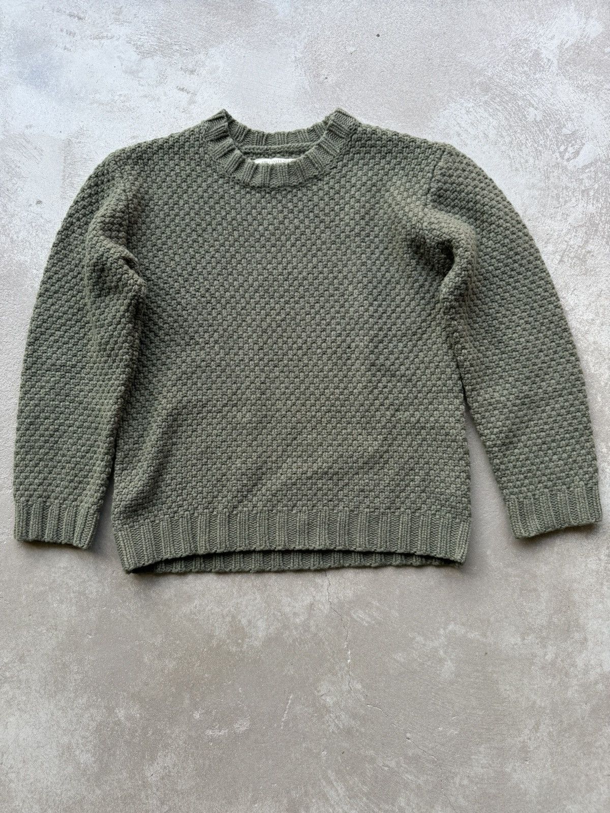 Image of Han Kjobenhavn Han Kjøbenhavn Lambswool Knit Sweater in Olive, Men's (Size XL)