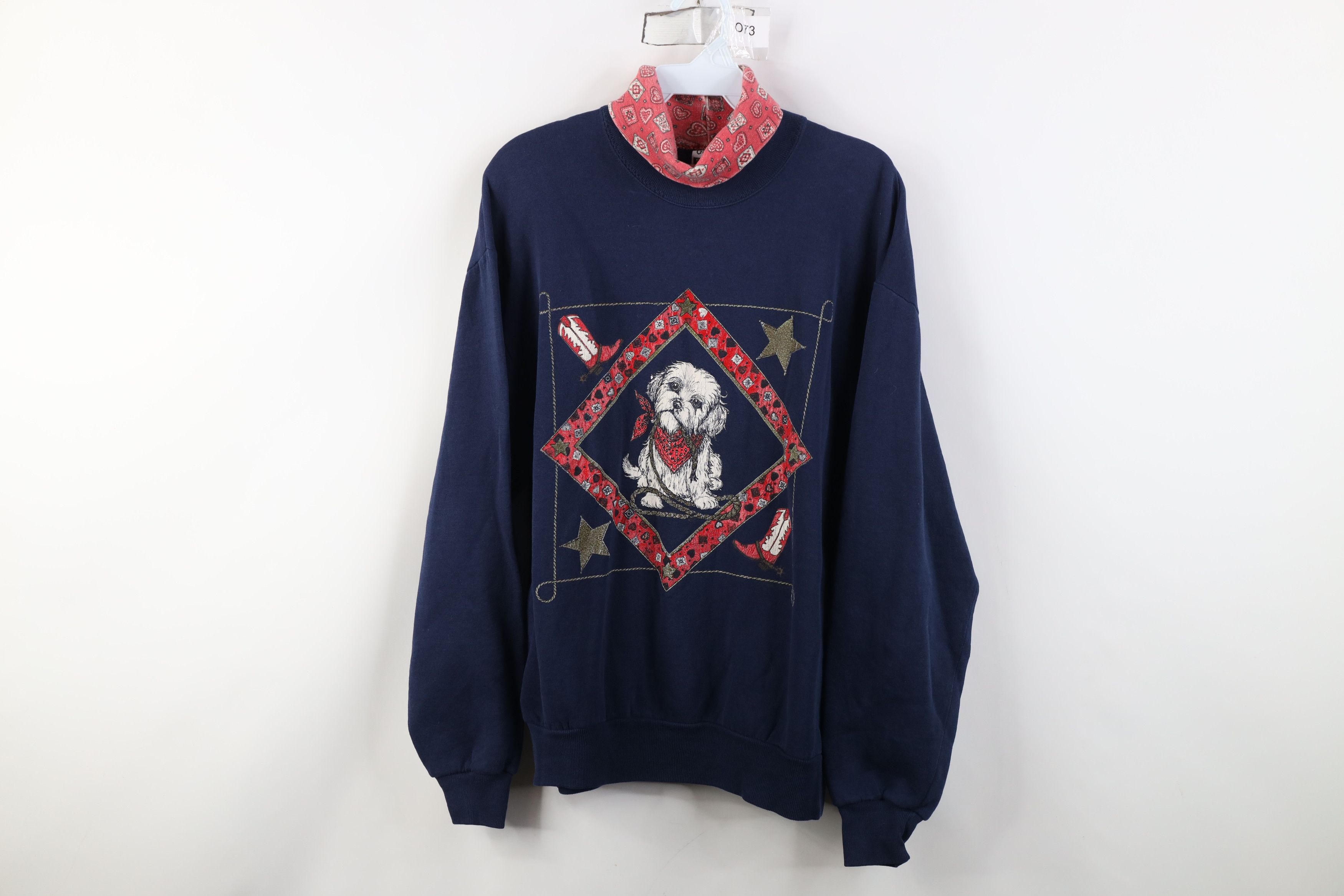 Vintage Vintage 90s Western Cowgirl Dog Turtleneck Sweatshirt USA Size M / US 6-8 / IT 42-44 - 1 Thumbnail