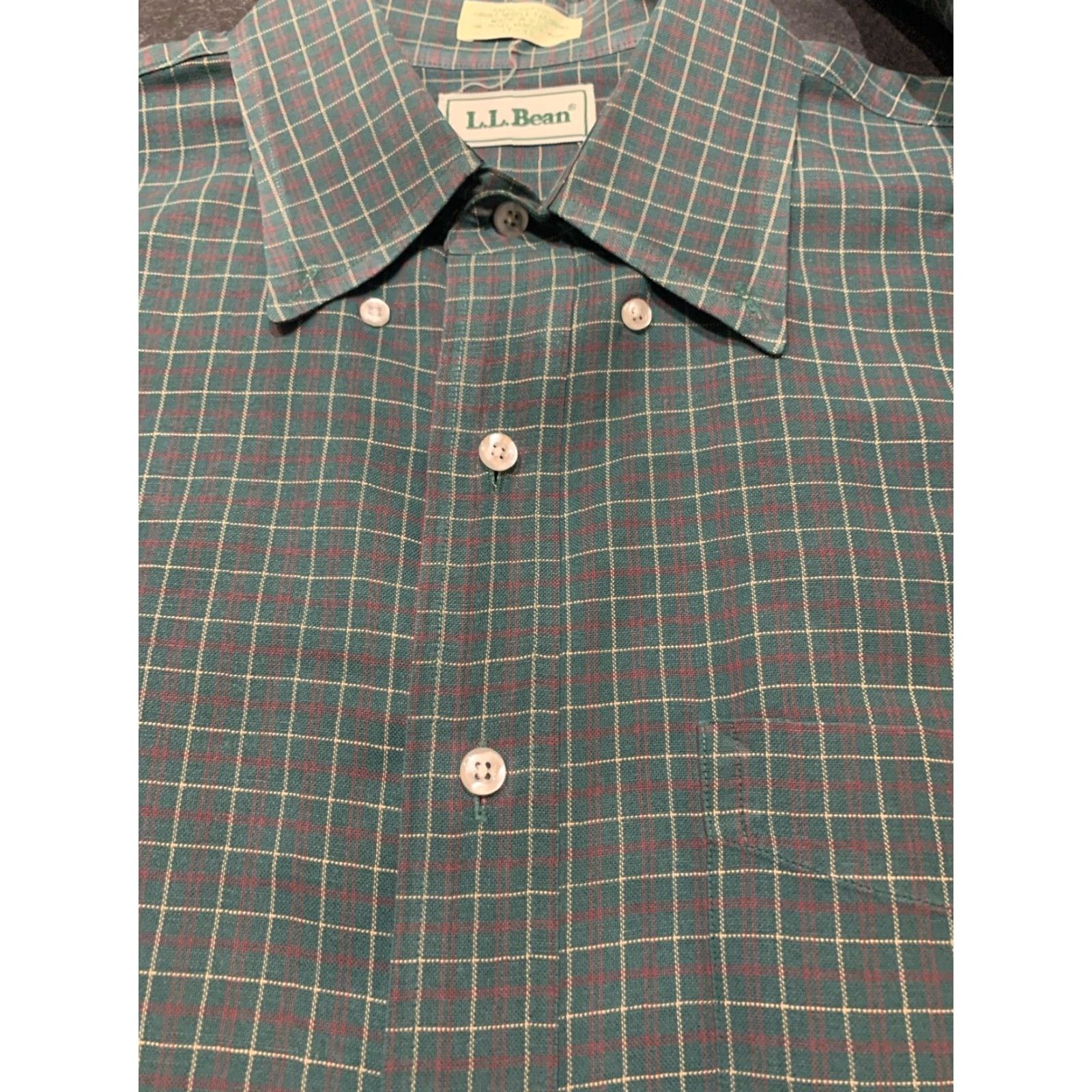 Vintage L.L. Bean Dress Shirt Men 17 Regular Cotton Blue Long Sleeve Button-Down Preppy Oxford Size 46R - 3 Thumbnail