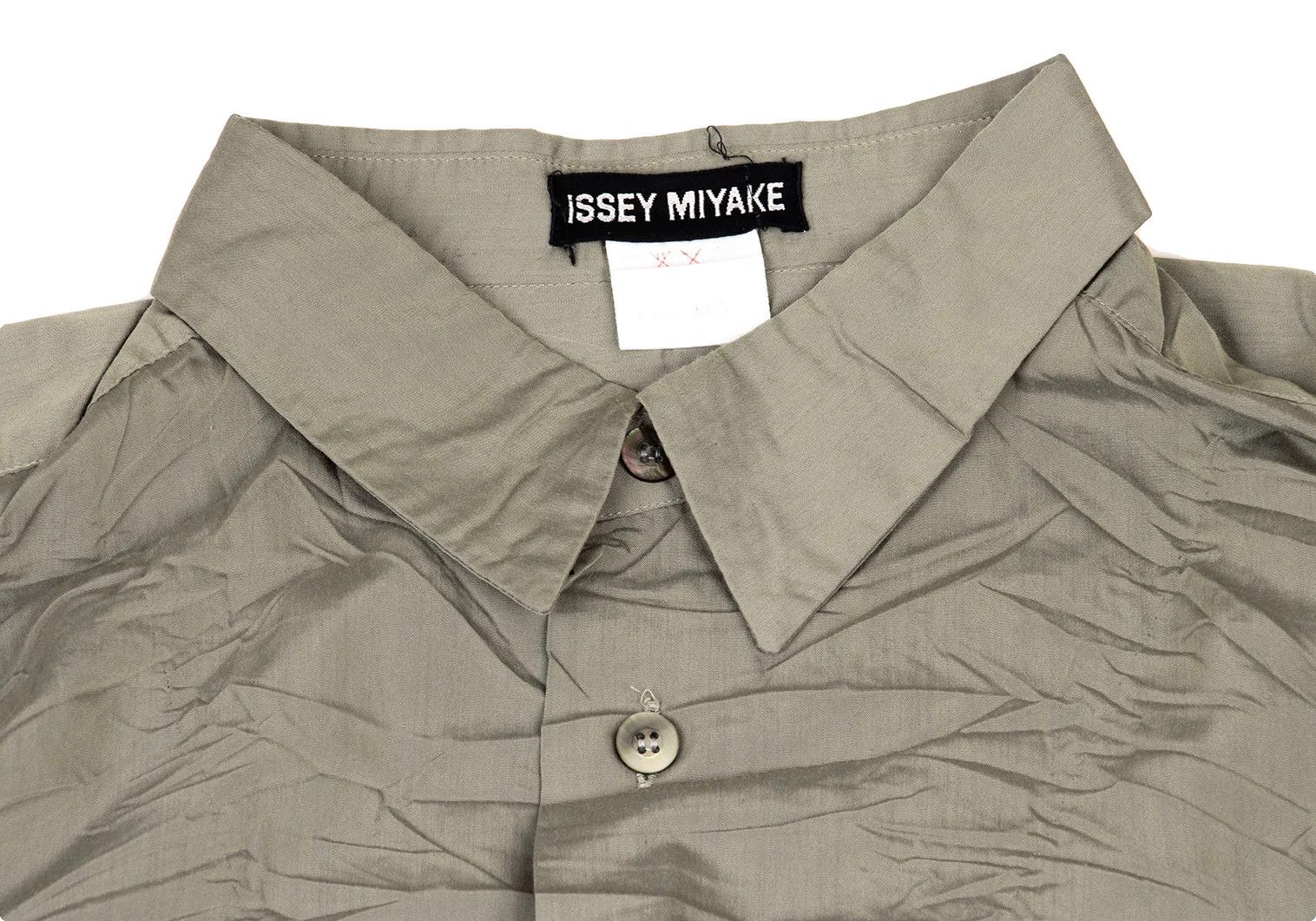 Issey Miyake Polyester Shrink-Wrinkle Shirt in Khaki L Size US L / EU 52-54 / 3 - 3 Thumbnail