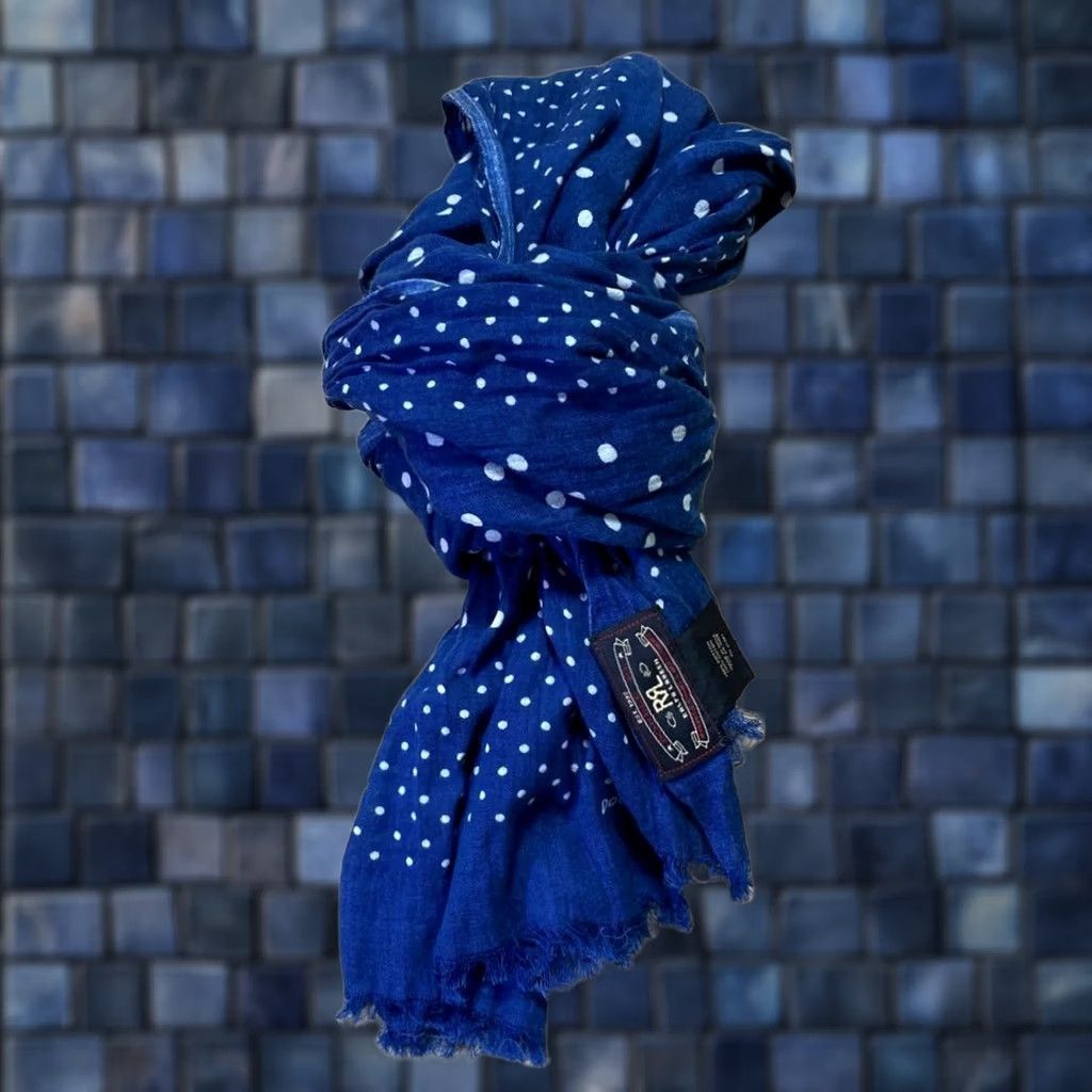 Ralph Lauren RRL RALPH LAUREN Blue Cotton Scarf Polka-dot Pattern Casual Size ONE SIZE - 1 Thumbnail