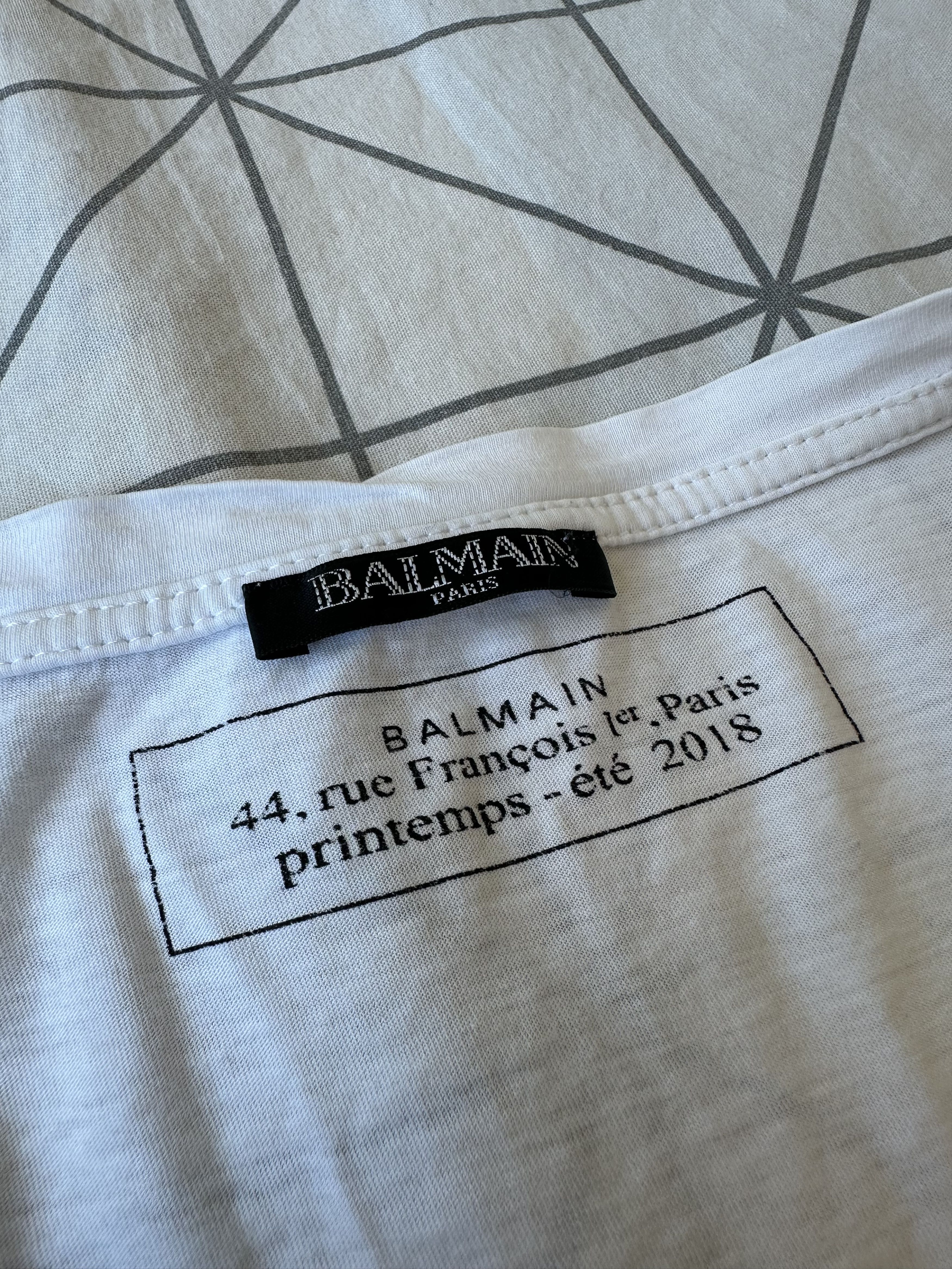 Balmain Balmain Logo Cotton T shirt White Size US XL / EU 56 / 4 - 4 Thumbnail