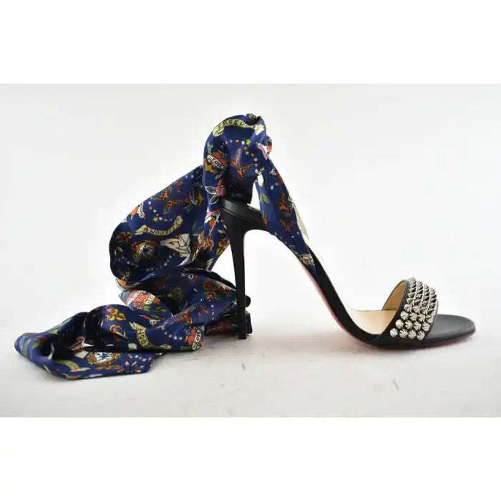 Christian Louboutin Sandale Du Desert Spikes 100 Black Sandal Heel Pump 36.5 Size US 6.5 / IT 36.5 - 2 Thumbnail