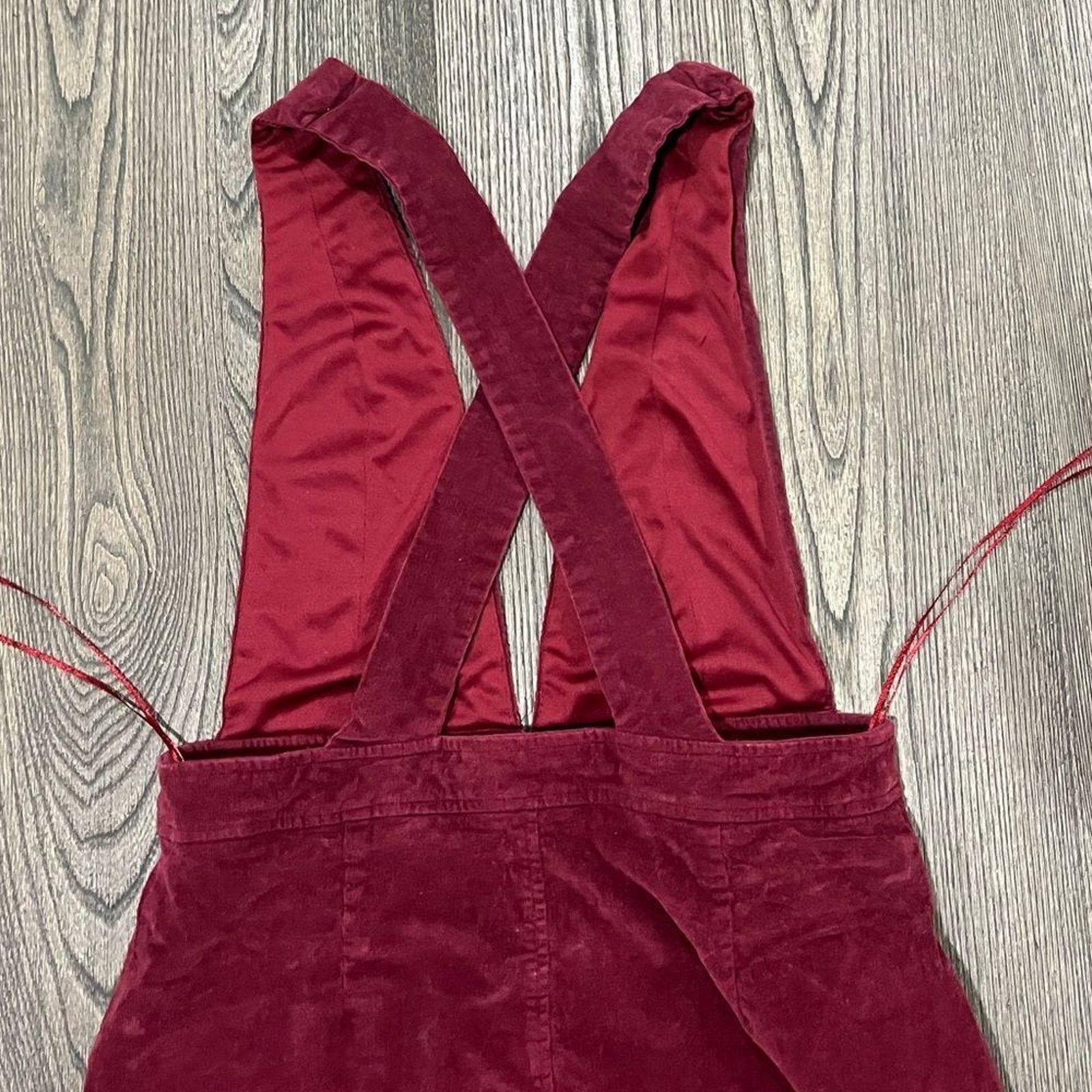 Vintage Aaron & Amber Overall Dress Corduroy Jumper Plunging Large Size L / US 10 / IT 46 - 6 Thumbnail