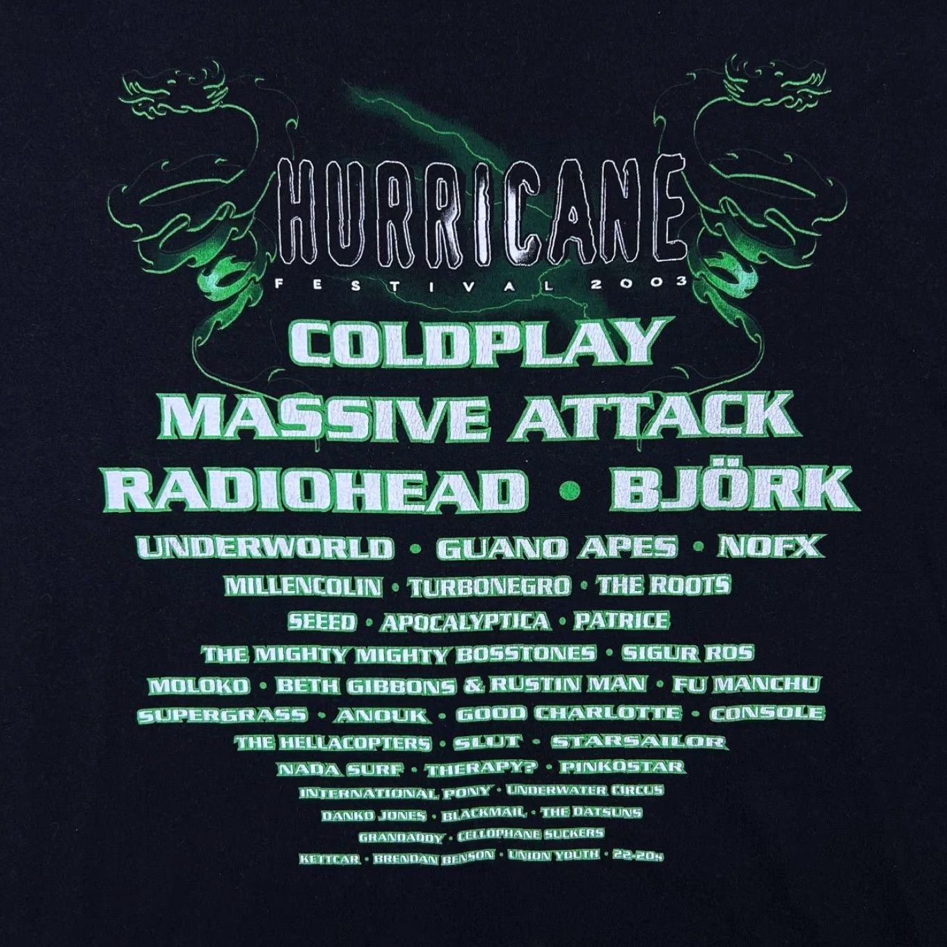 Vintage Vintage Hurricane Festival 2003 Music Band Lineup Graphic Black T-Shirt XL Size US XL / EU 56 / 4 - 4 Thumbnail