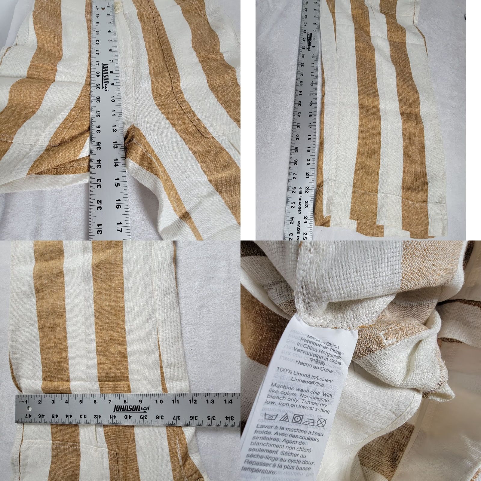 J.Crew J.Crew Womens Linen Striped High Rise Cropped Wide-Leg Pants Size 8 Brown/White Size 30" / US 8 / IT 44 - 8 Thumbnail