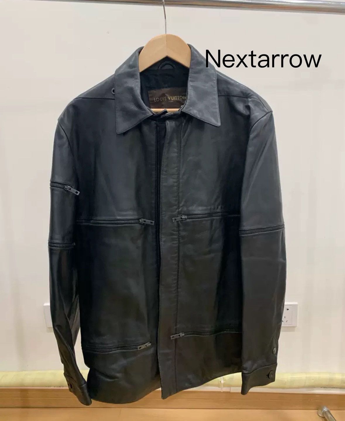 Louis Vuitton fashion show leather jacket