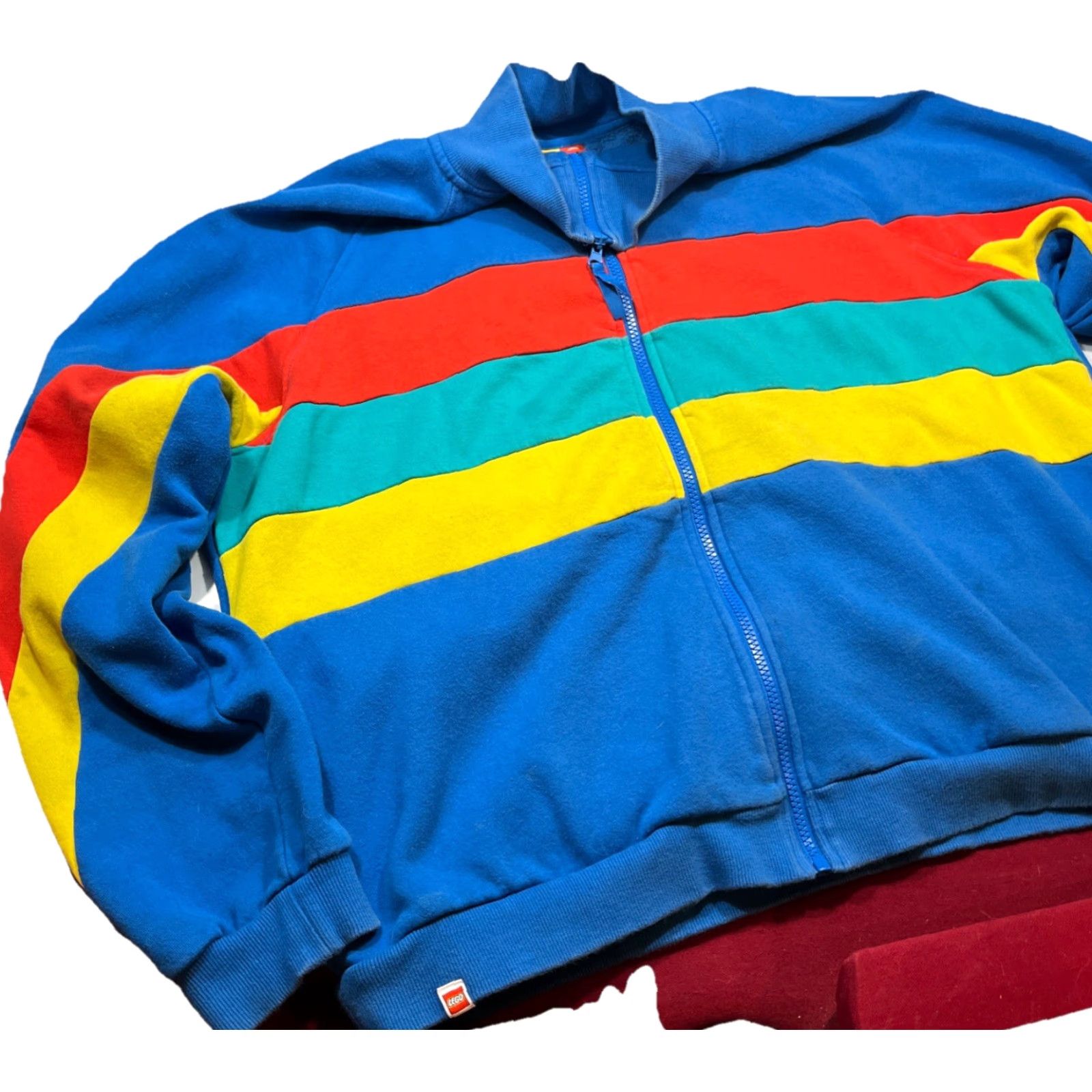 LEGO Lego Sweatshirt Target Blue Red Yellow Striped Rainbow Men's XL Zip Front Jacket Size US XL / EU 56 / 4 - 4 Thumbnail