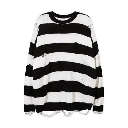 Other Distressed Striped Knit Crewneck Sweater Size US XL / EU 56 / 4 - 1 Thumbnail