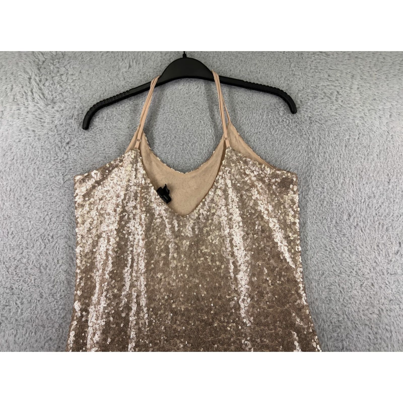 Vintage Free Press Dress Womens Small Gold Sequin Polyester Lined Cocktail Micro 32" len Size S / US 4 / IT 40 - 6 Thumbnail