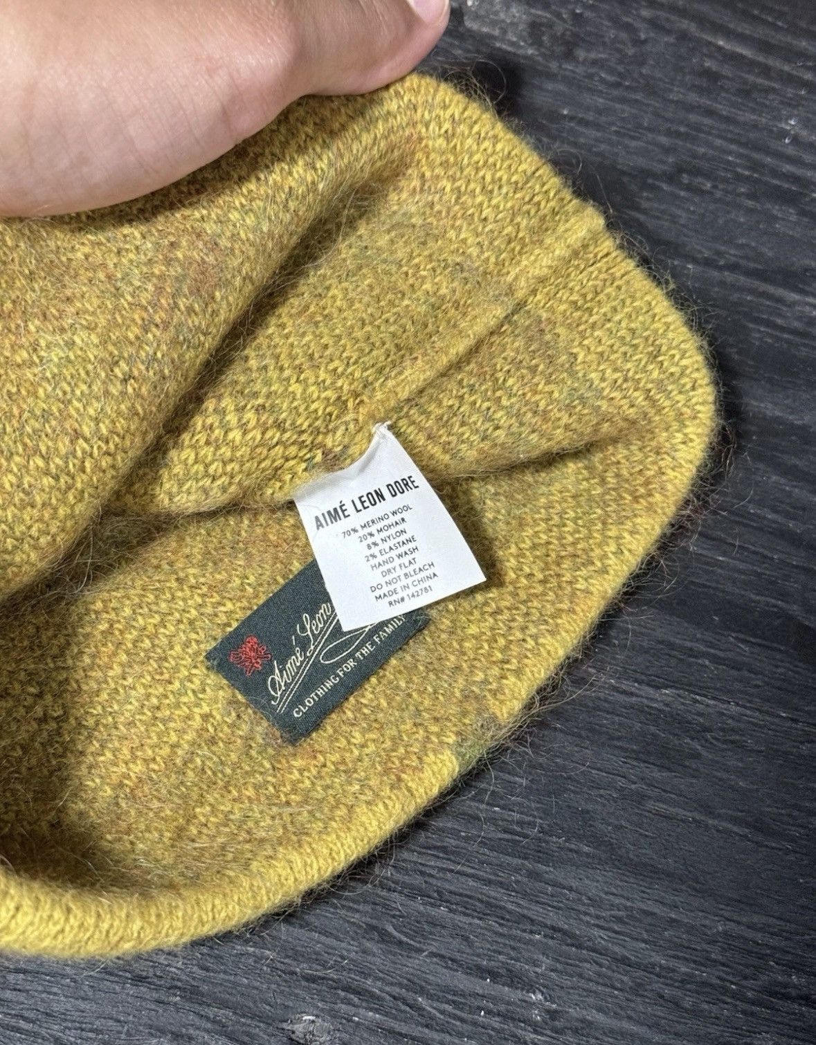 Aime Leon Dore Aime Leon Dore Beanie Hat MERINO WOOL Yellow Unisex One Size Size ONE SIZE - 4 Thumbnail
