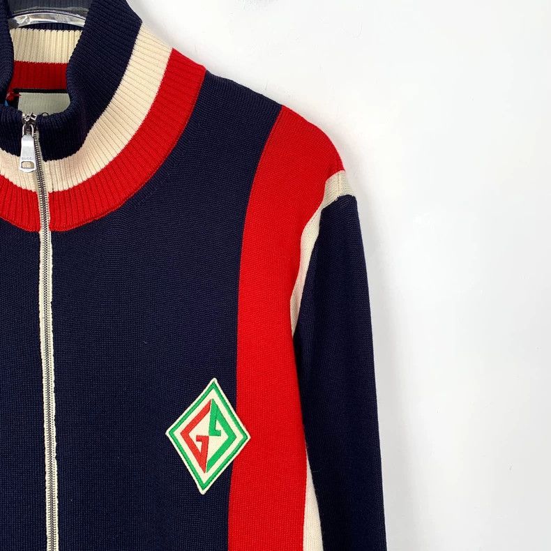 Gucci Gucci Color-blocked striped patch wool zipper stand-up coll Size US S / EU 44-46 / 1 - 3 Thumbnail